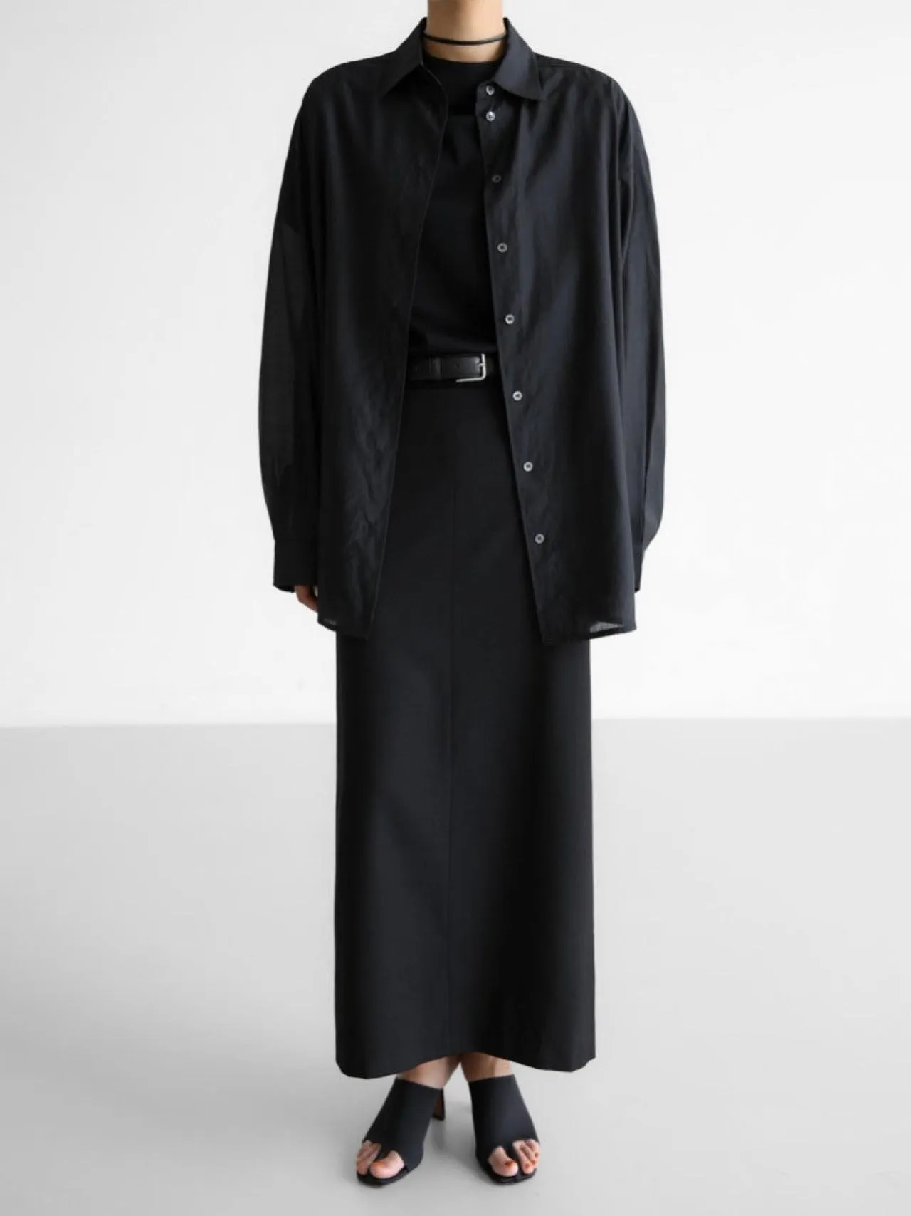 SHEER SILKY BUTTON DOWN SHIRT