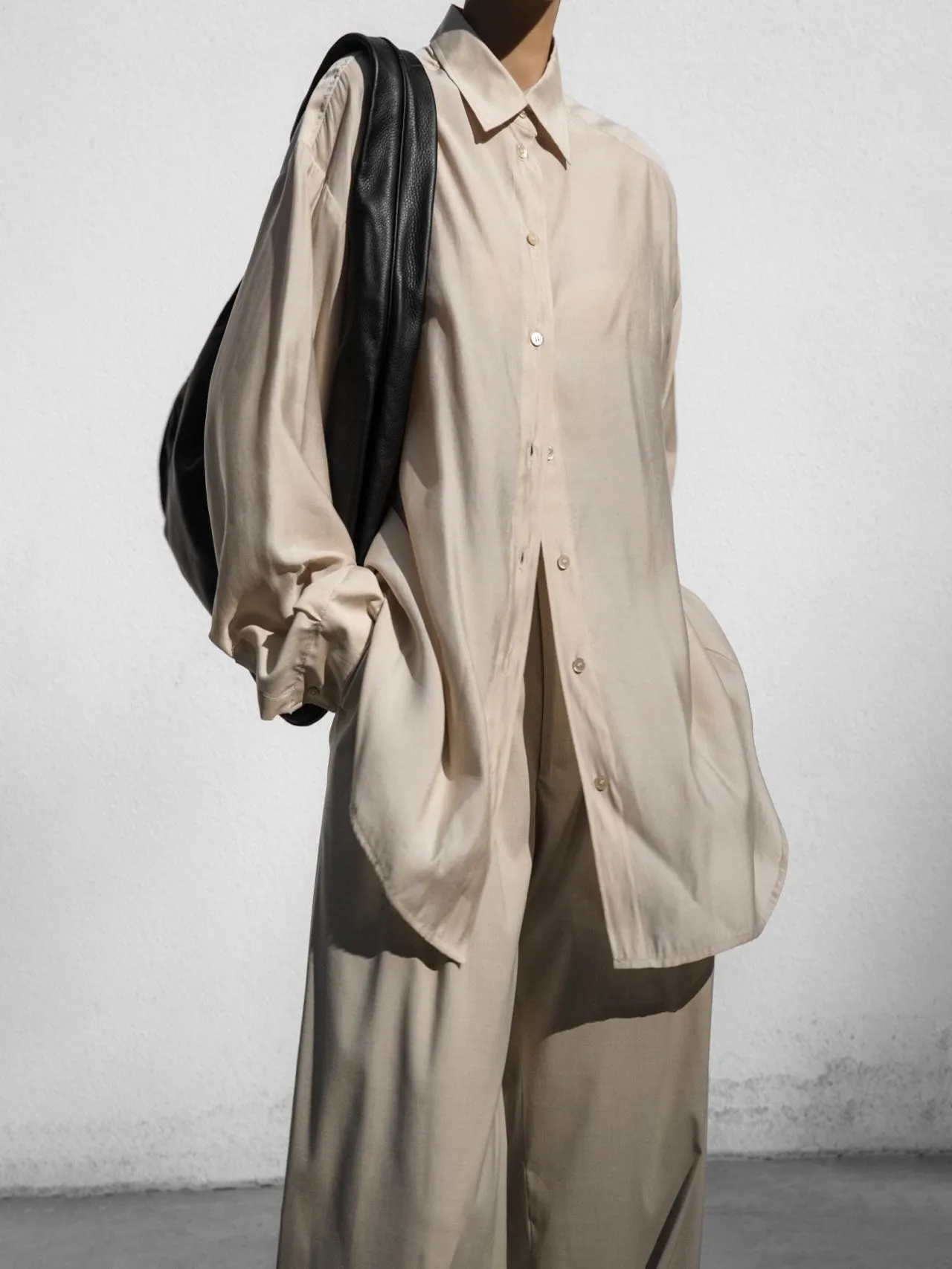 SHEER SILKY BUTTON DOWN SHIRT