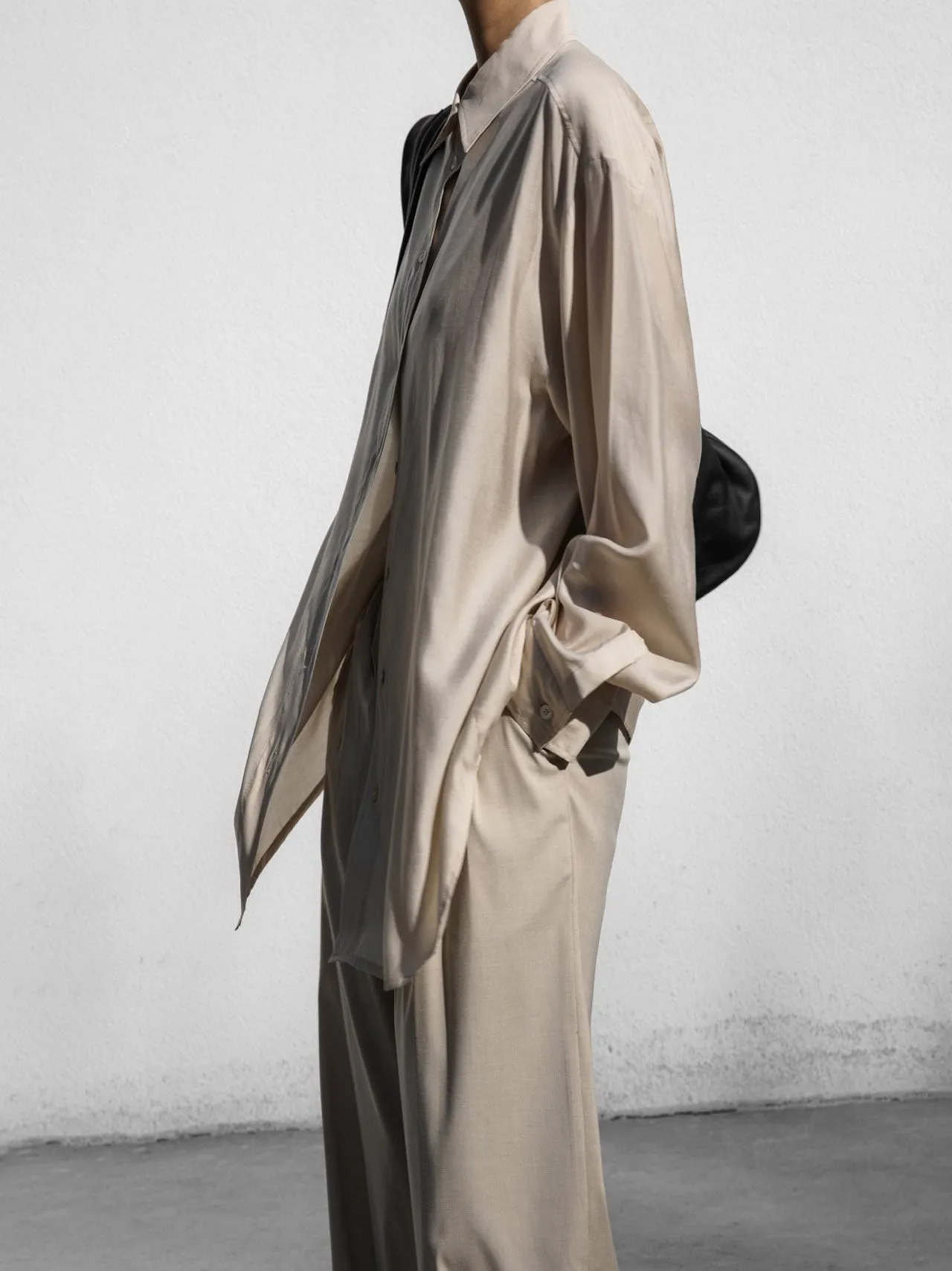 SHEER SILKY BUTTON DOWN SHIRT