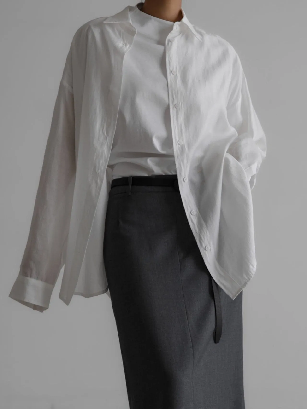 SHEER SILKY BUTTON DOWN SHIRT
