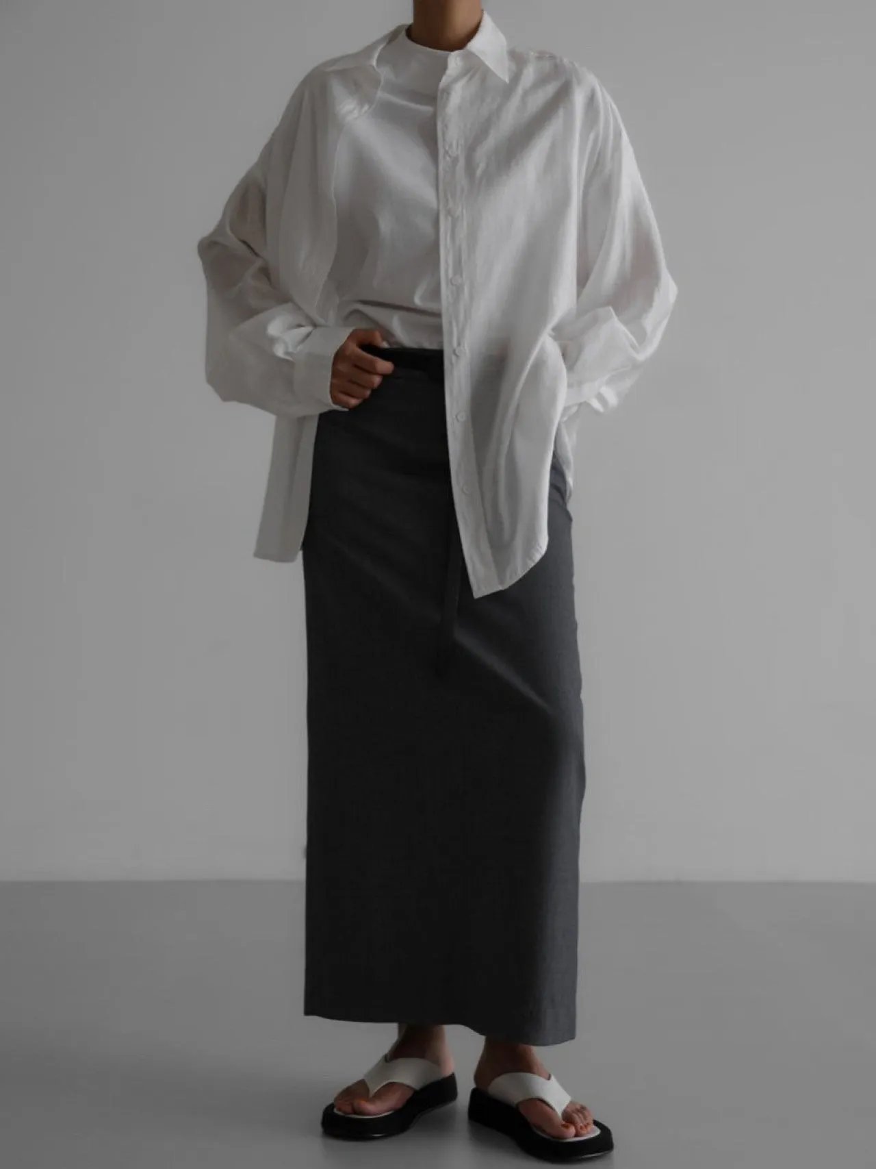 SHEER SILKY BUTTON DOWN SHIRT