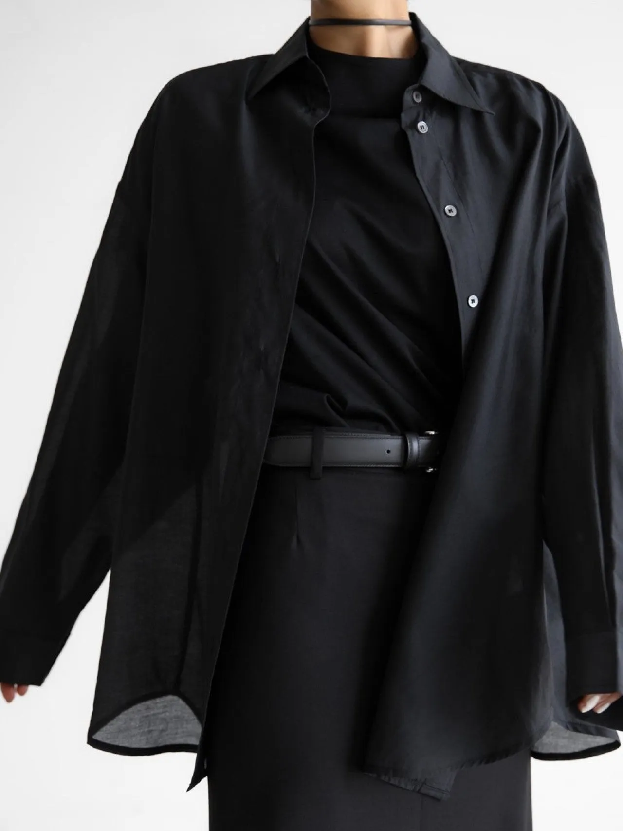 SHEER SILKY BUTTON DOWN SHIRT