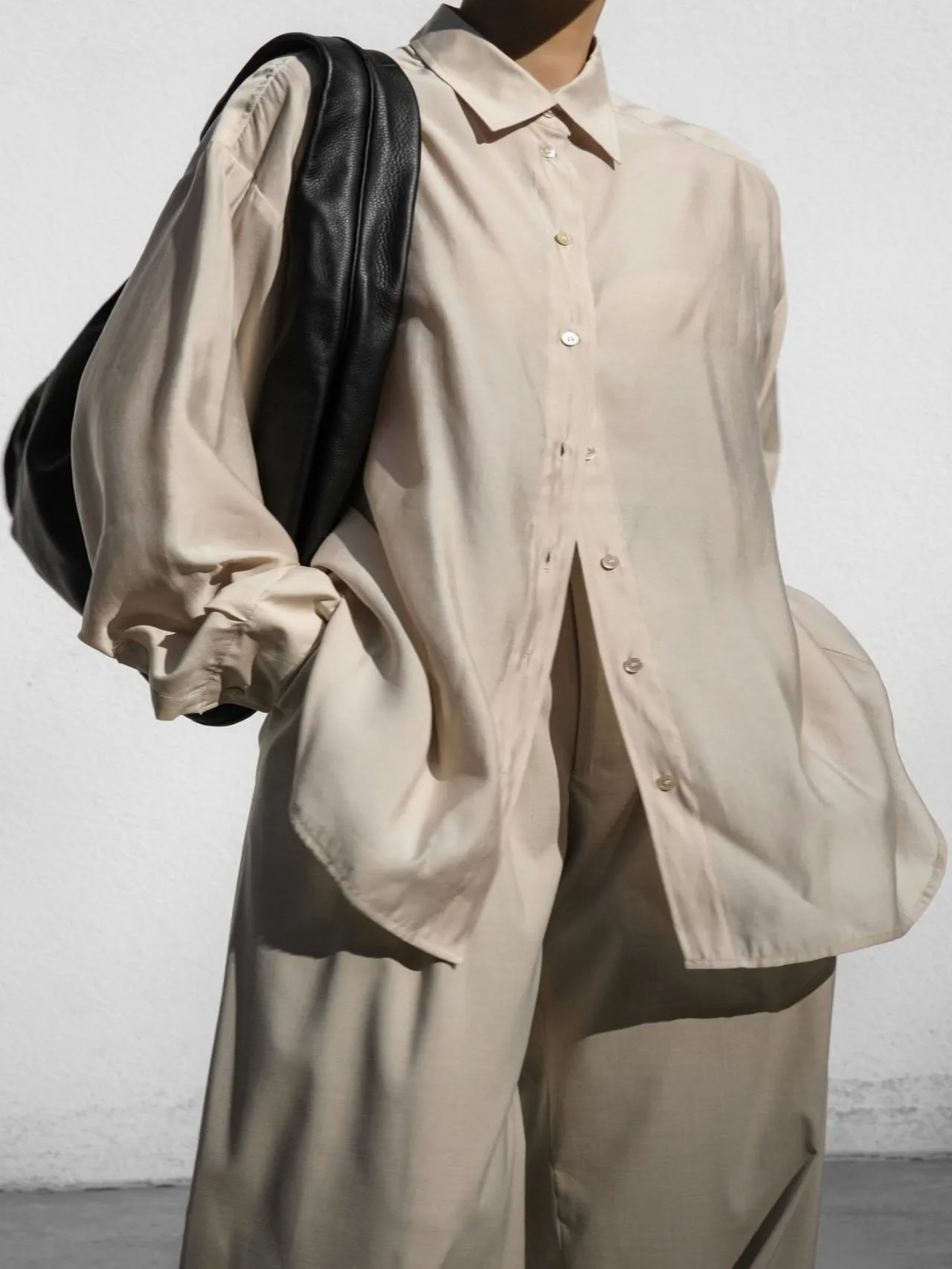 SHEER SILKY BUTTON DOWN SHIRT