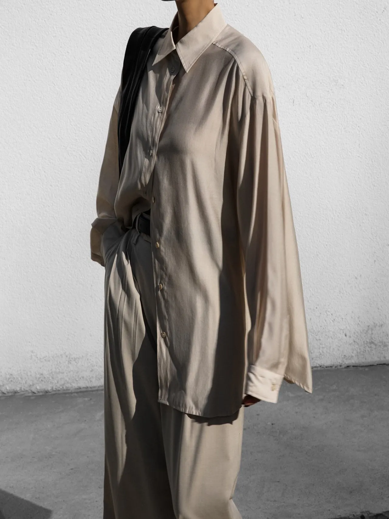 SHEER SILKY BUTTON DOWN SHIRT