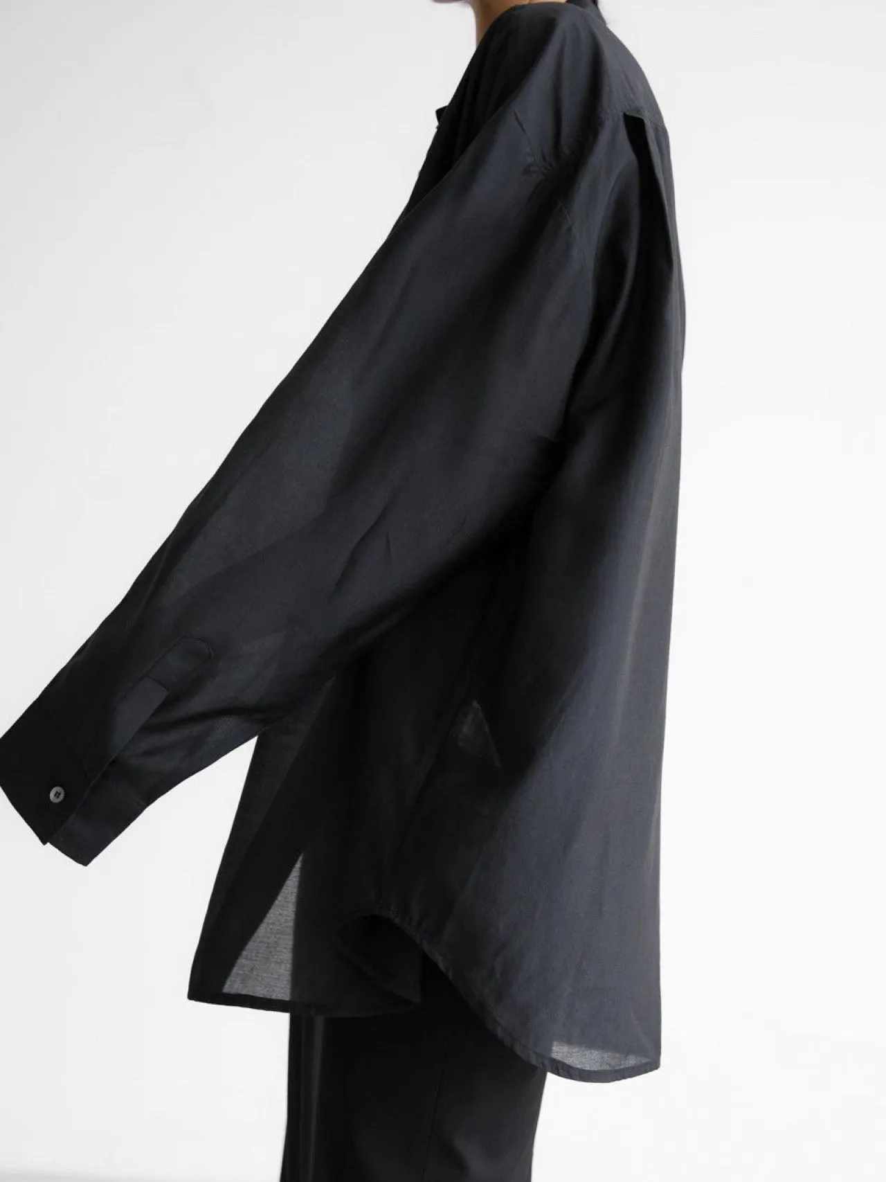 SHEER SILKY BUTTON DOWN SHIRT
