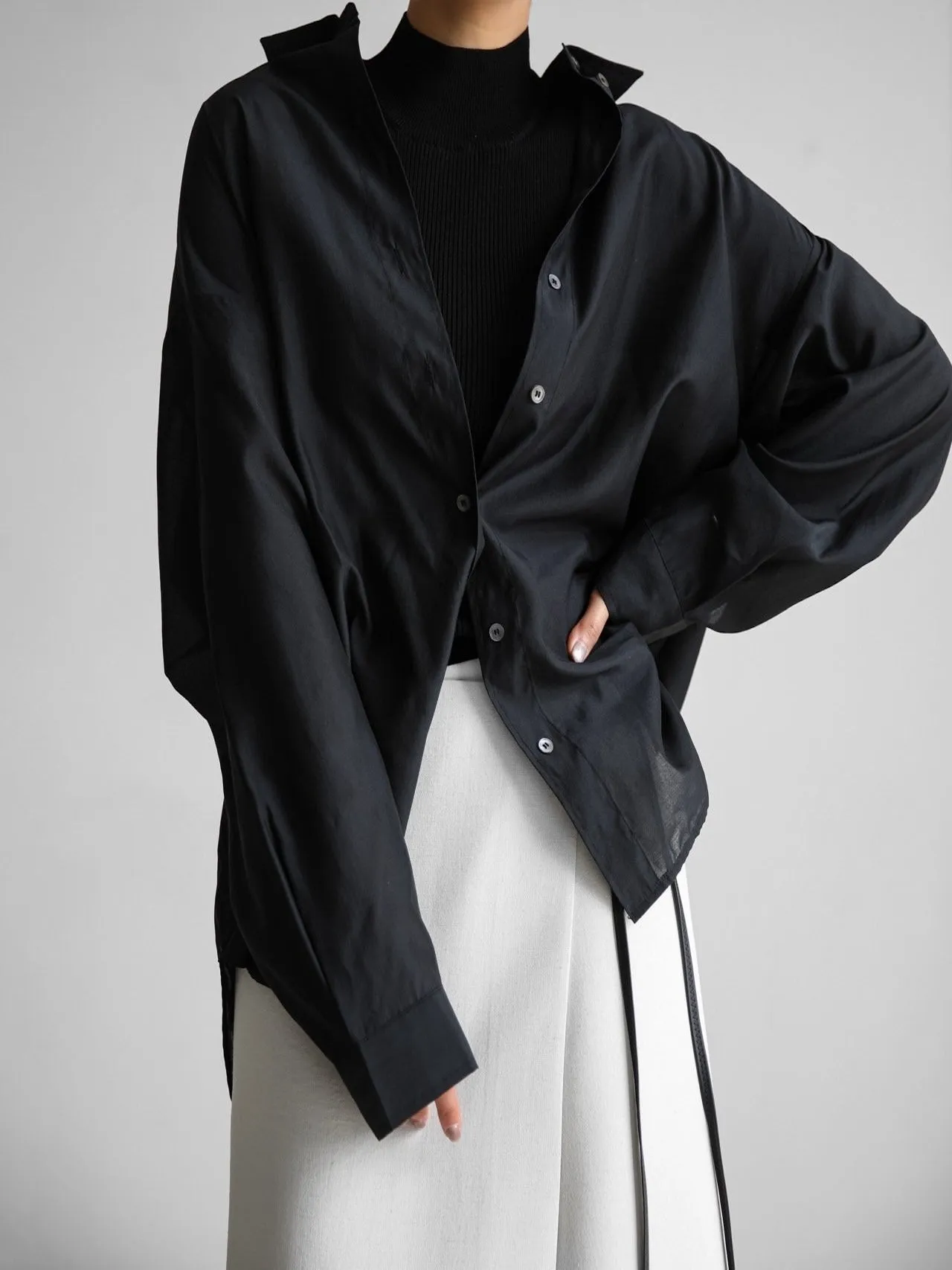 SHEER SILKY BUTTON DOWN SHIRT