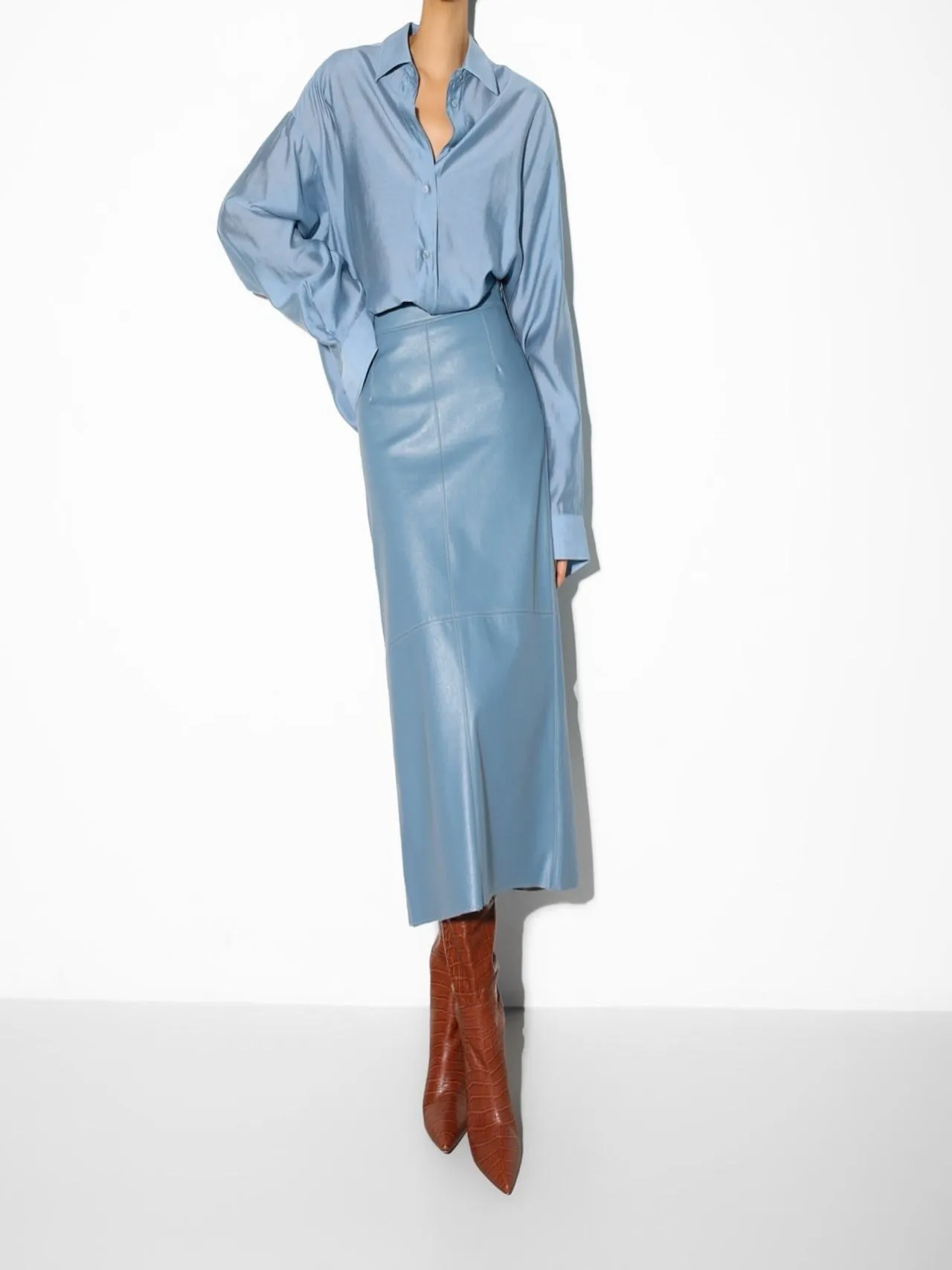 SHEER SILKY BUTTON DOWN SHIRT