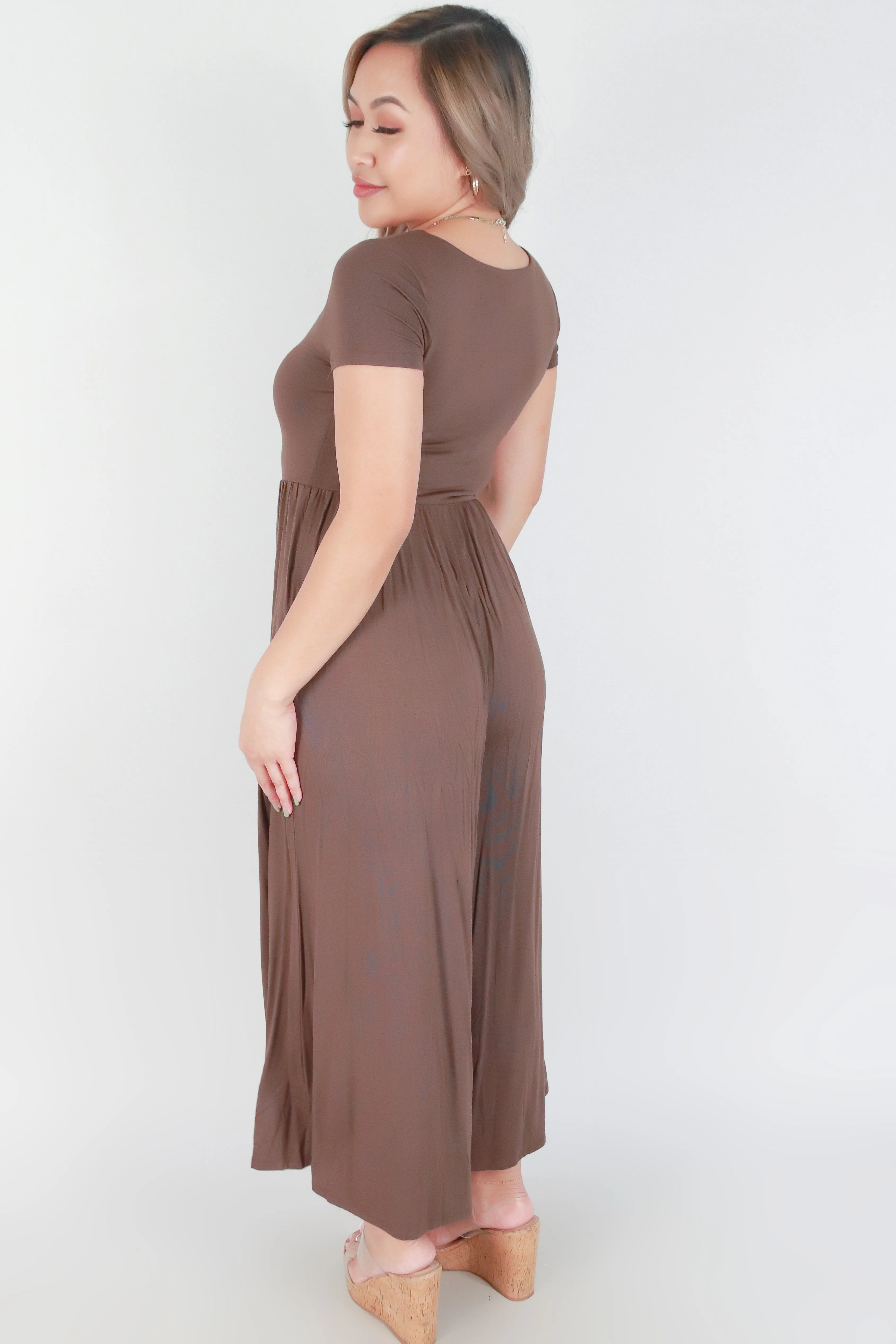 SHORT SLEEVE WIDE LEG JUMPSUIT