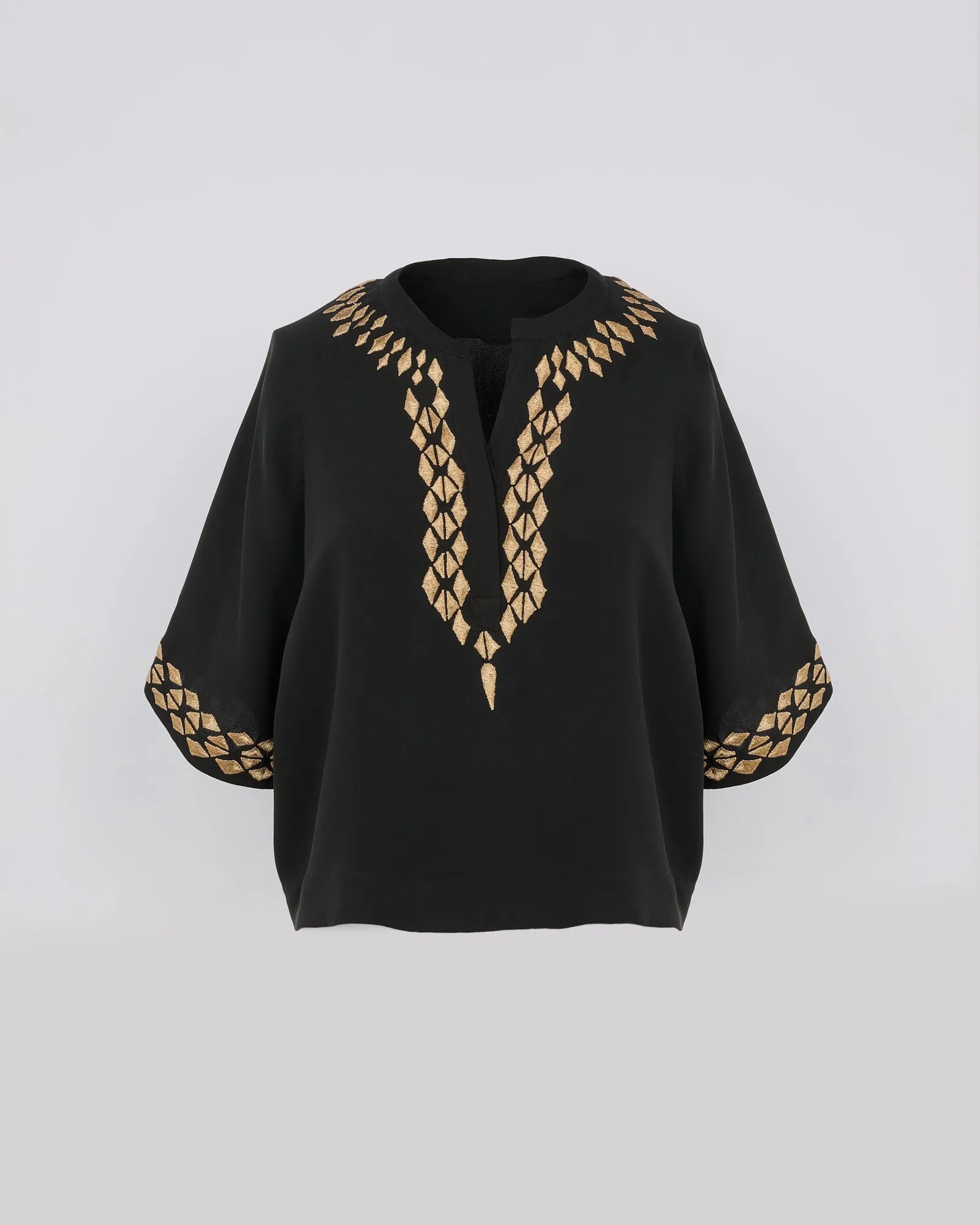Silk crepe embroidered blouse