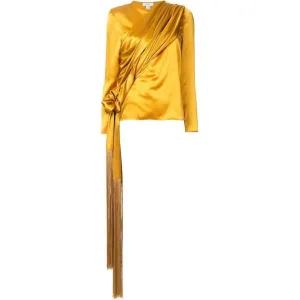 Silk Drape Fringe Top w/ Sleeves