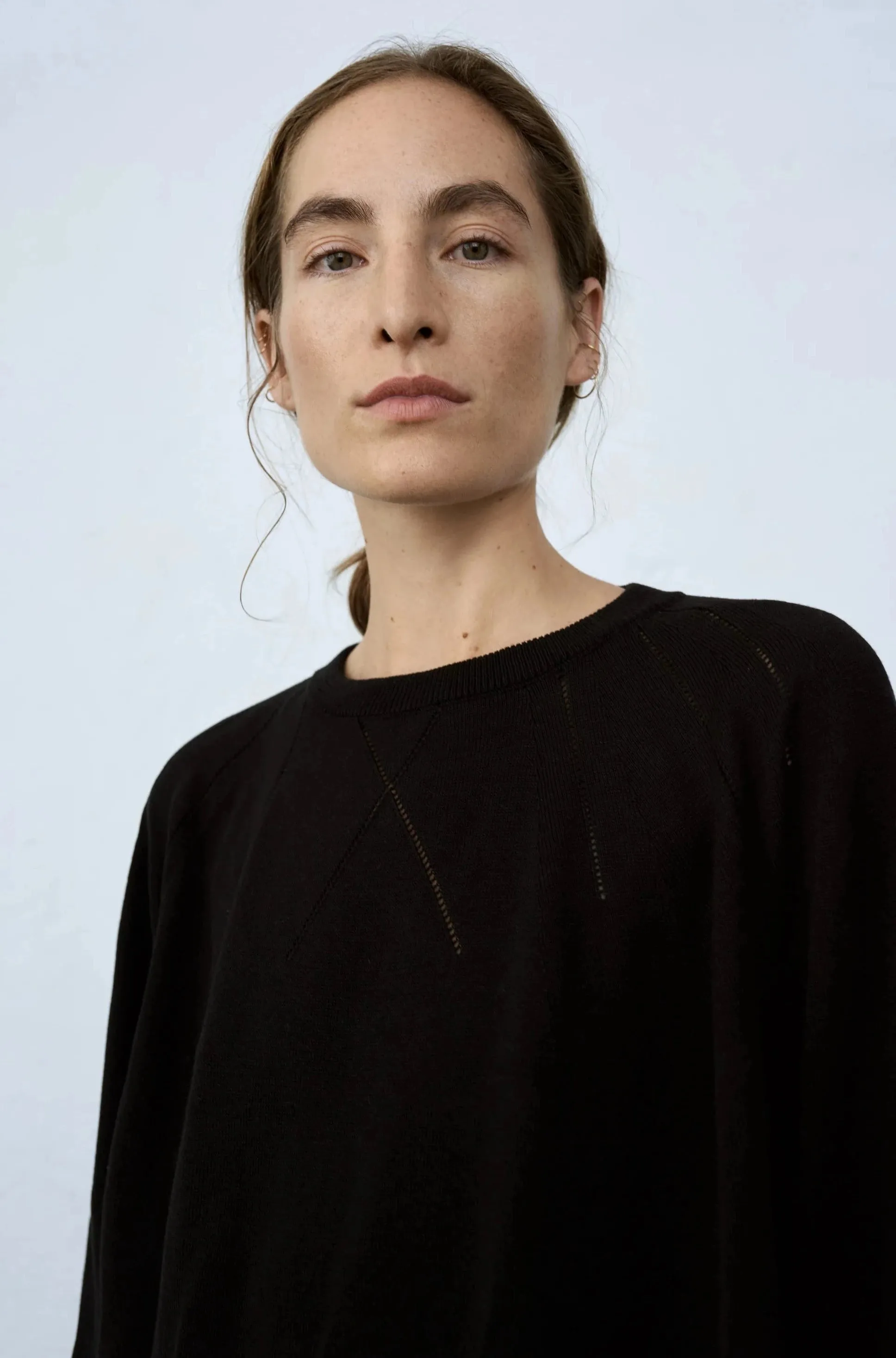 Silk Fretwork Sweater, Black