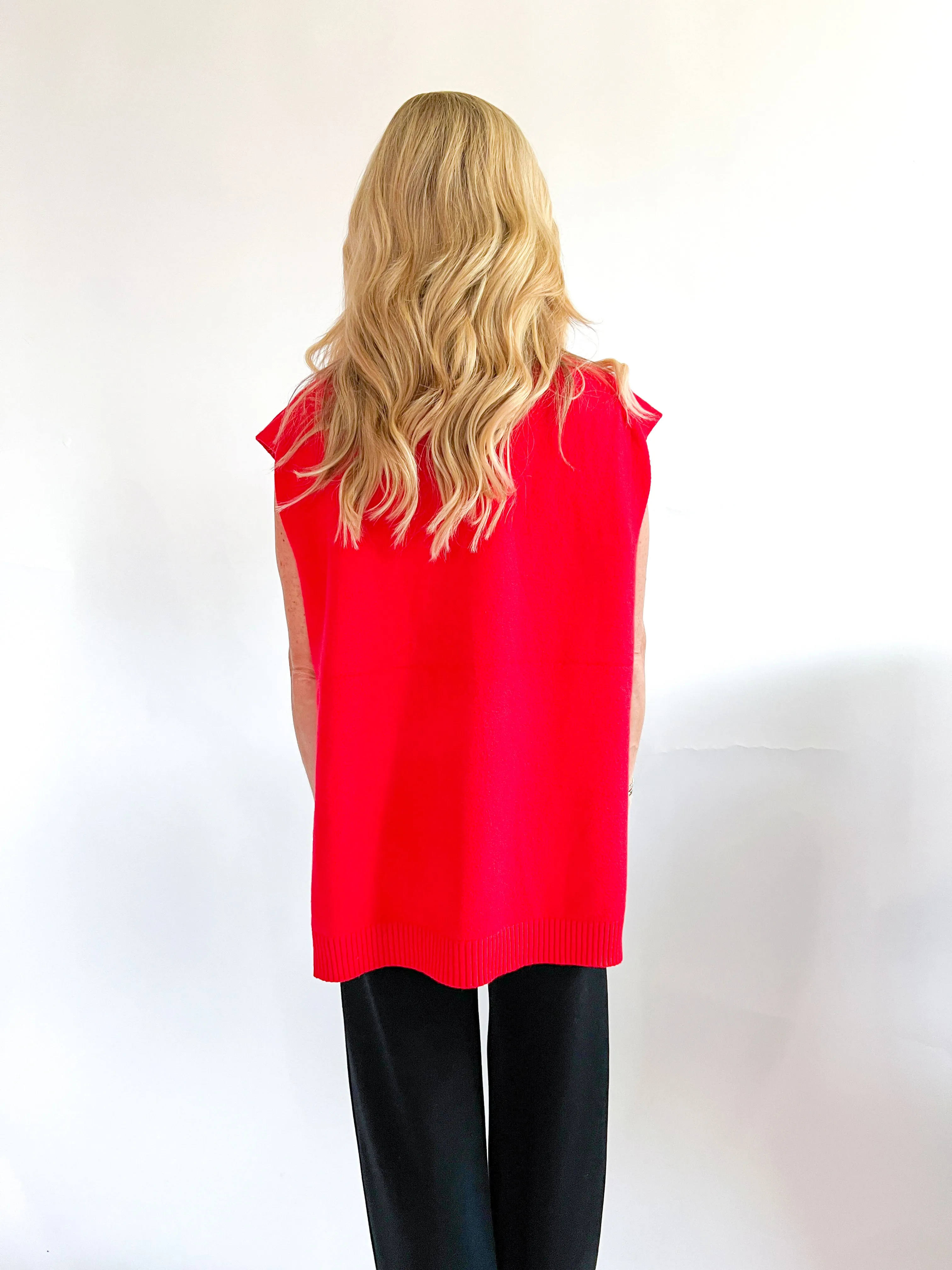 Sleeveless High Low Sweater Top