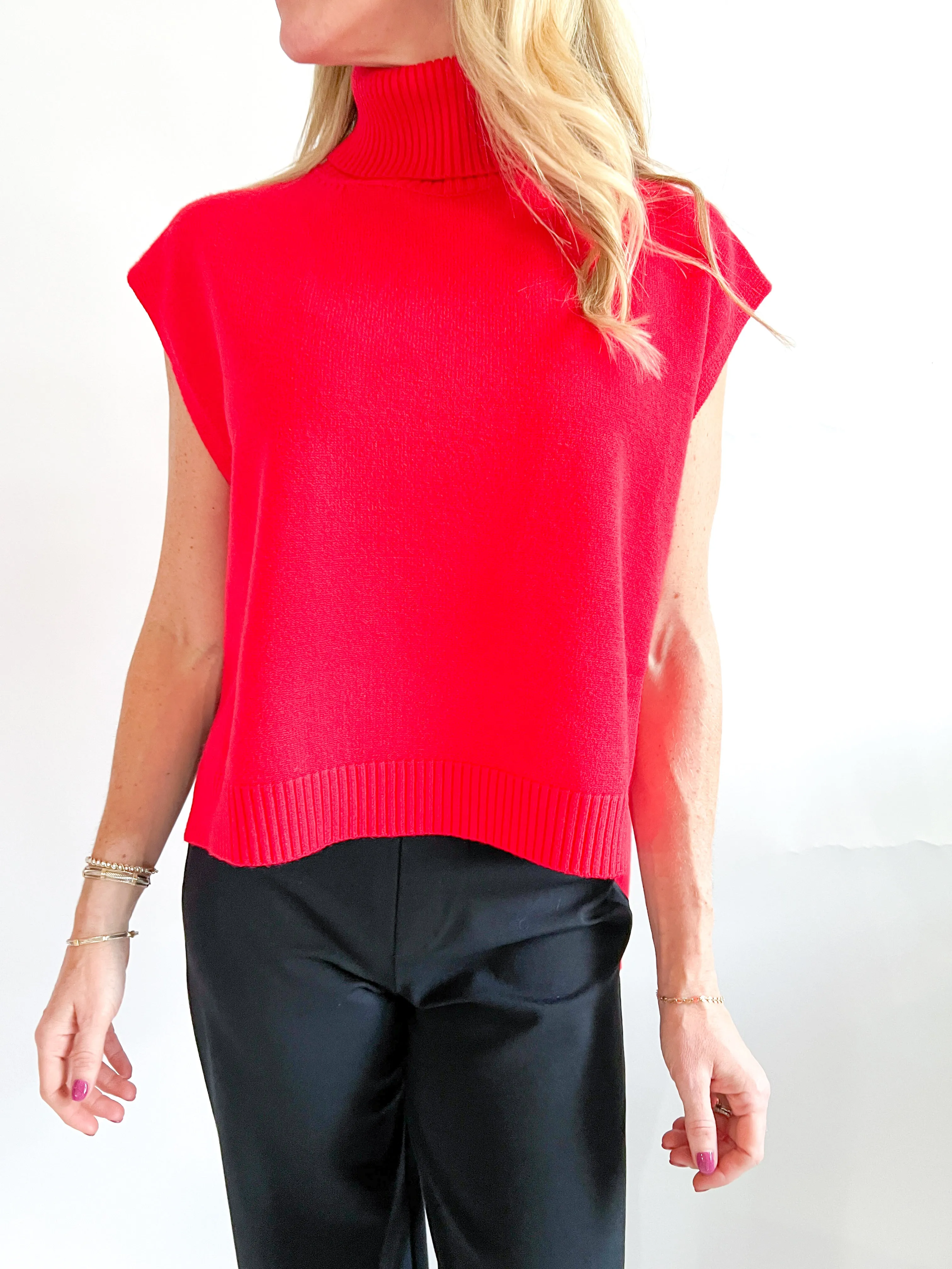 Sleeveless High Low Sweater Top
