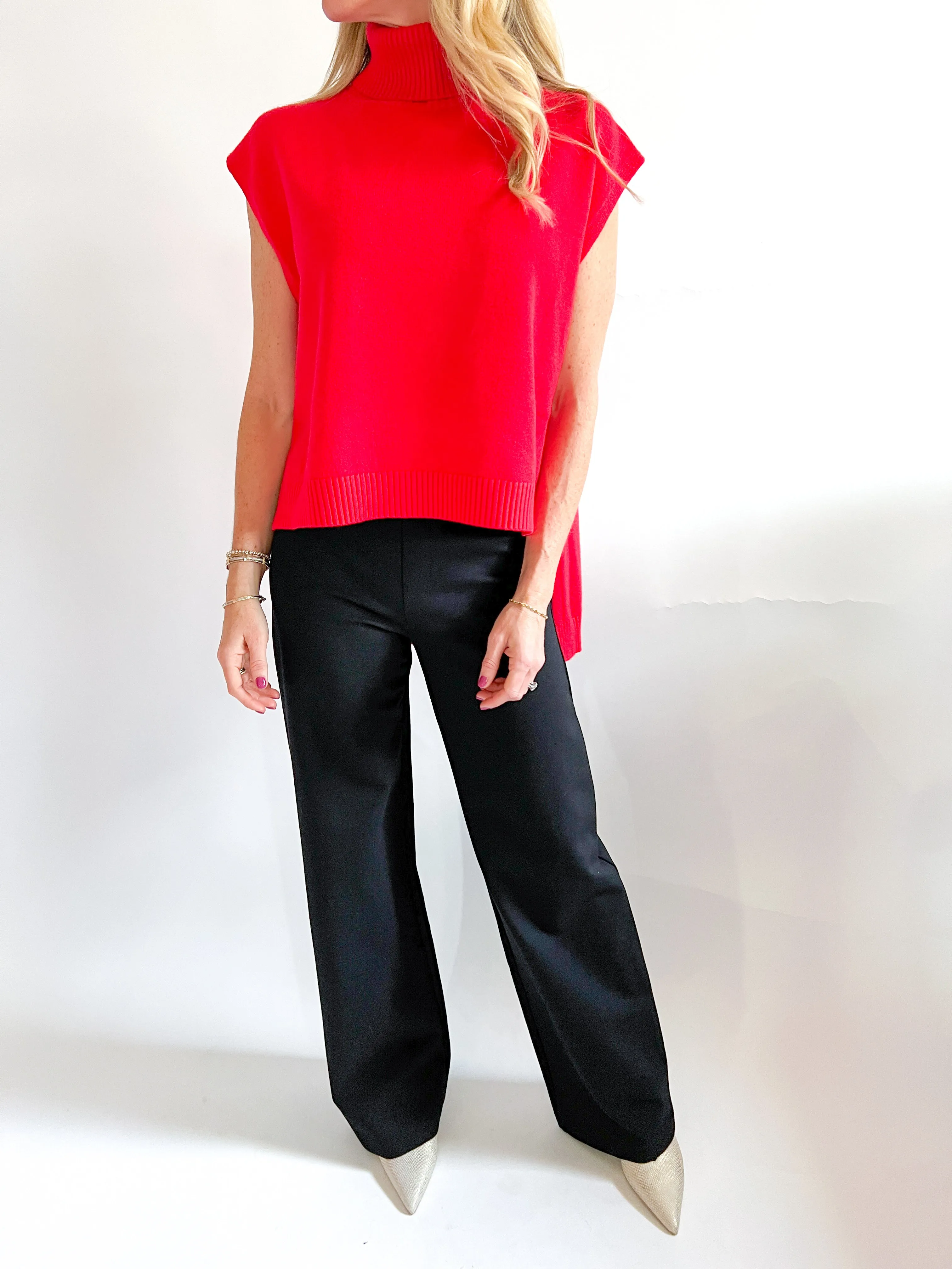 Sleeveless High Low Sweater Top