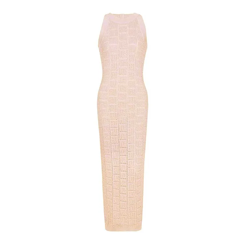 Sleveless Knitted Halter-Neck Midi Dresses