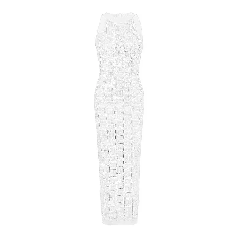 Sleveless Knitted Halter-Neck Midi Dresses