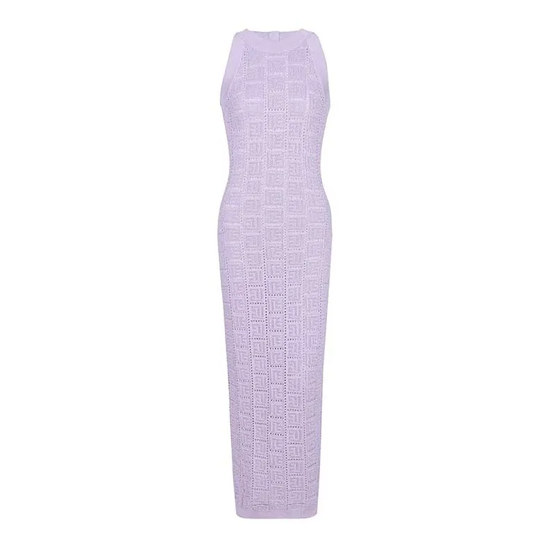 Sleveless Knitted Halter-Neck Midi Dresses