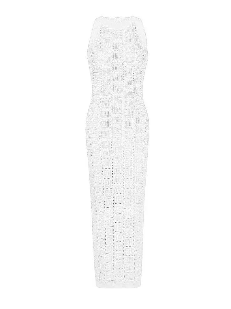 Sleveless Knitted Halter-Neck Midi Dresses
