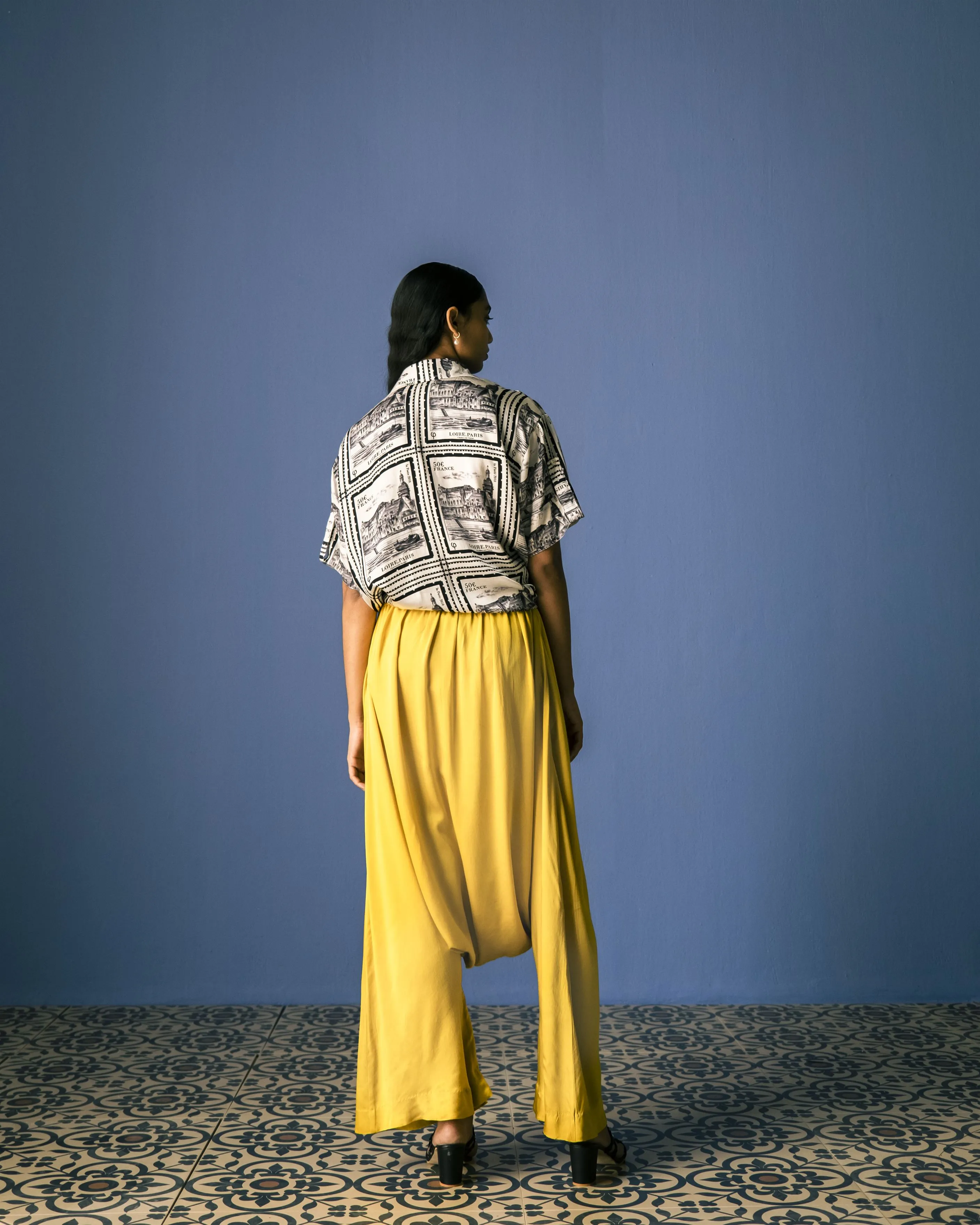 Studio Rigu   I   Ludwig Dhoti Trousers Plain Hand Dyed Vegan Silk Lime Green Srch038