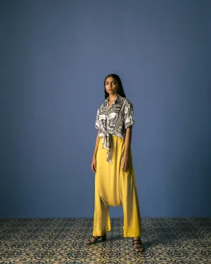 Studio Rigu   I   Ludwig Dhoti Trousers Plain Hand Dyed Vegan Silk Lime Green Srch038