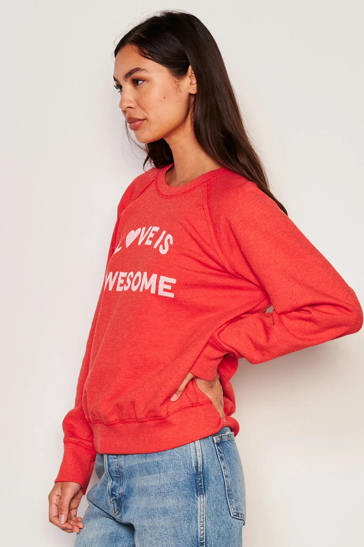Sundry Awesome Raglan Sweatshirt in Flare Red