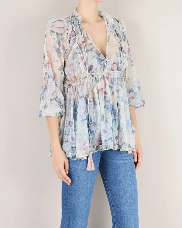 TASSEL CHIFFON BLOUSE