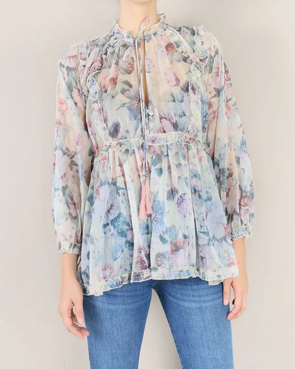 TASSEL CHIFFON BLOUSE