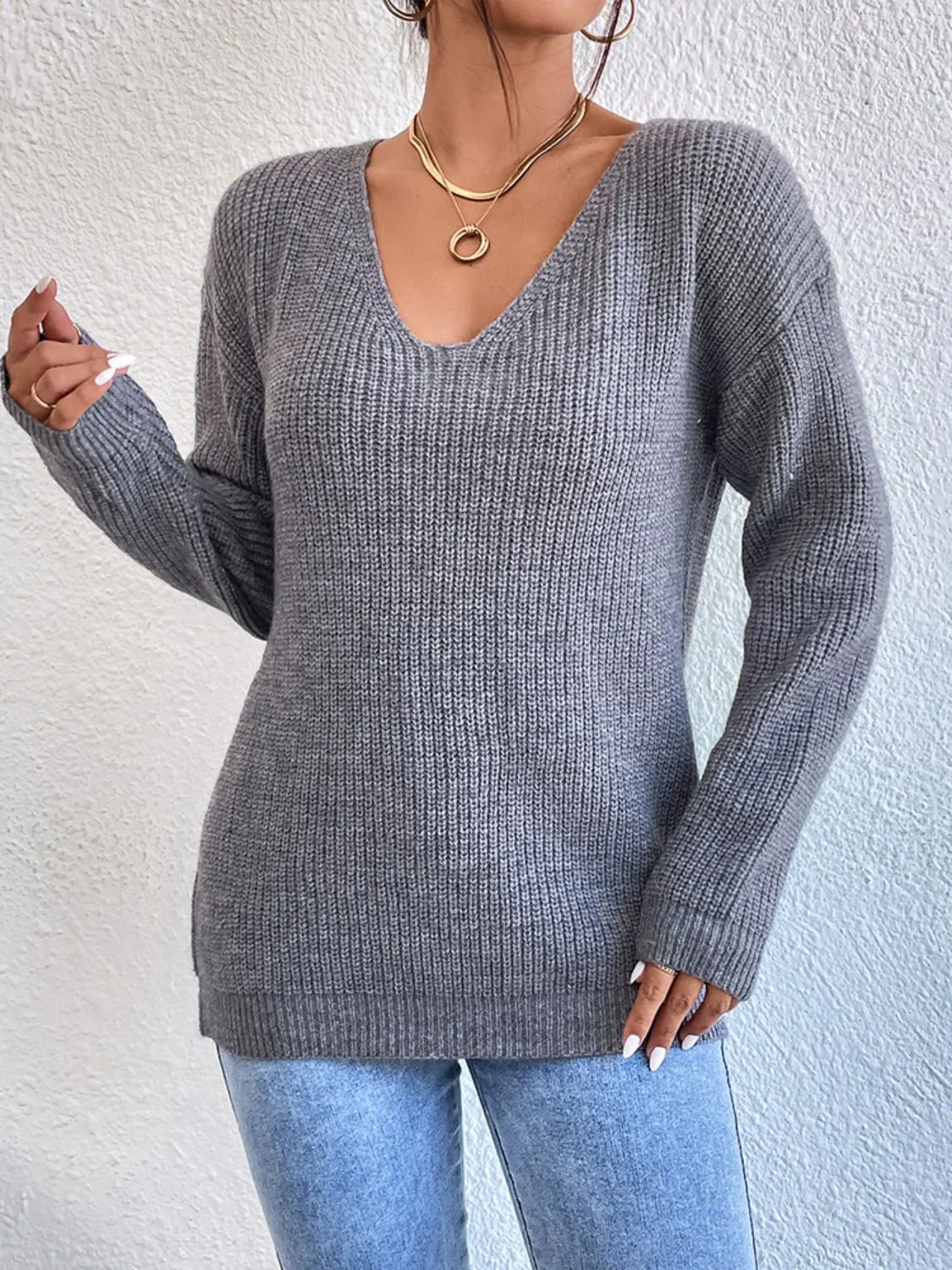 Tessa Crisscross V-Neck Long Sleeve Sweater