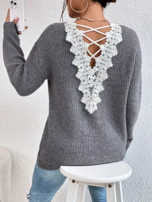 Tessa Crisscross V-Neck Long Sleeve Sweater