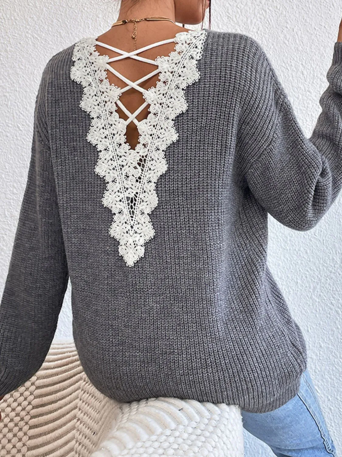 Tessa Crisscross V-Neck Long Sleeve Sweater