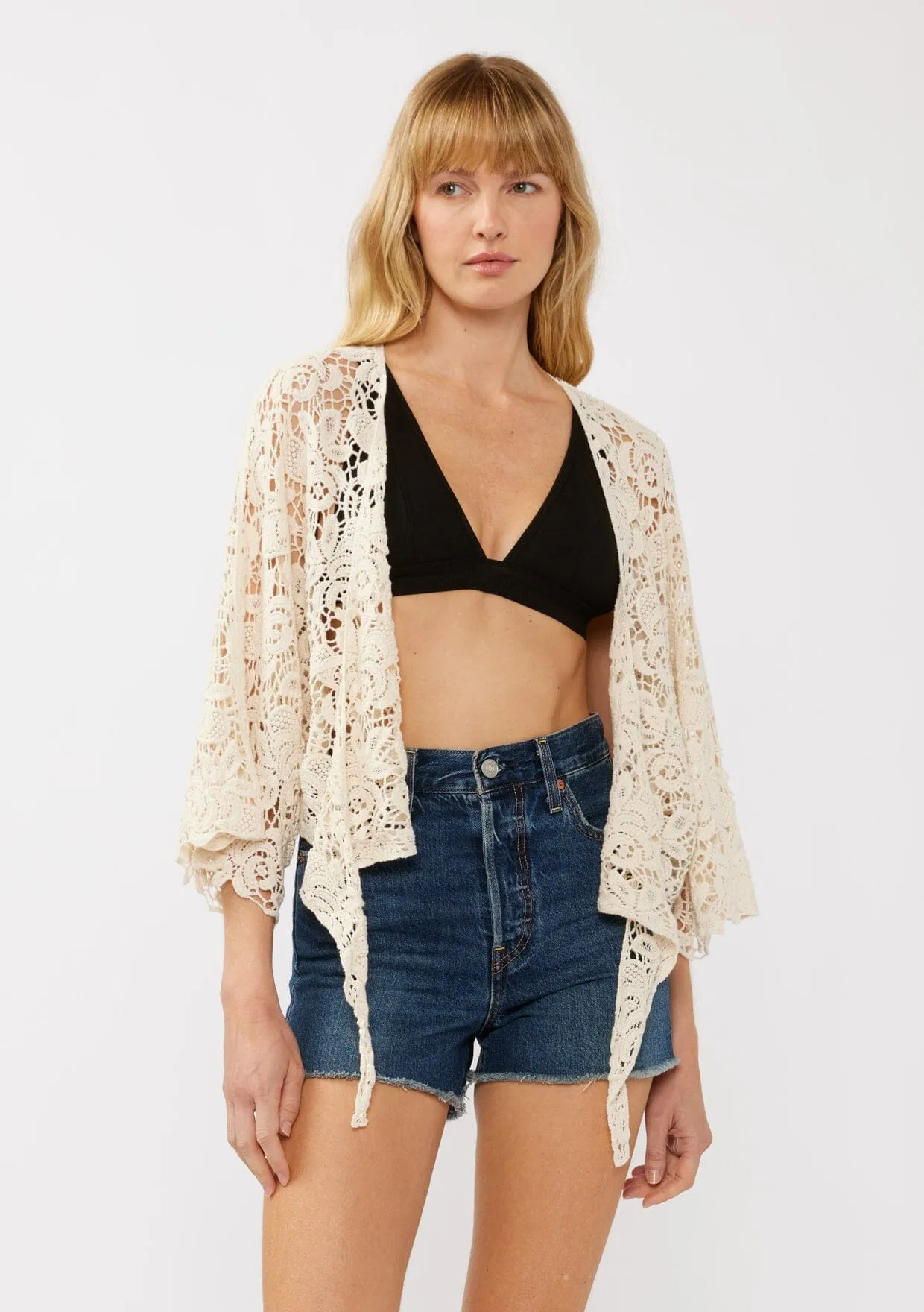 Tidal Wave Crochet Kimono Top