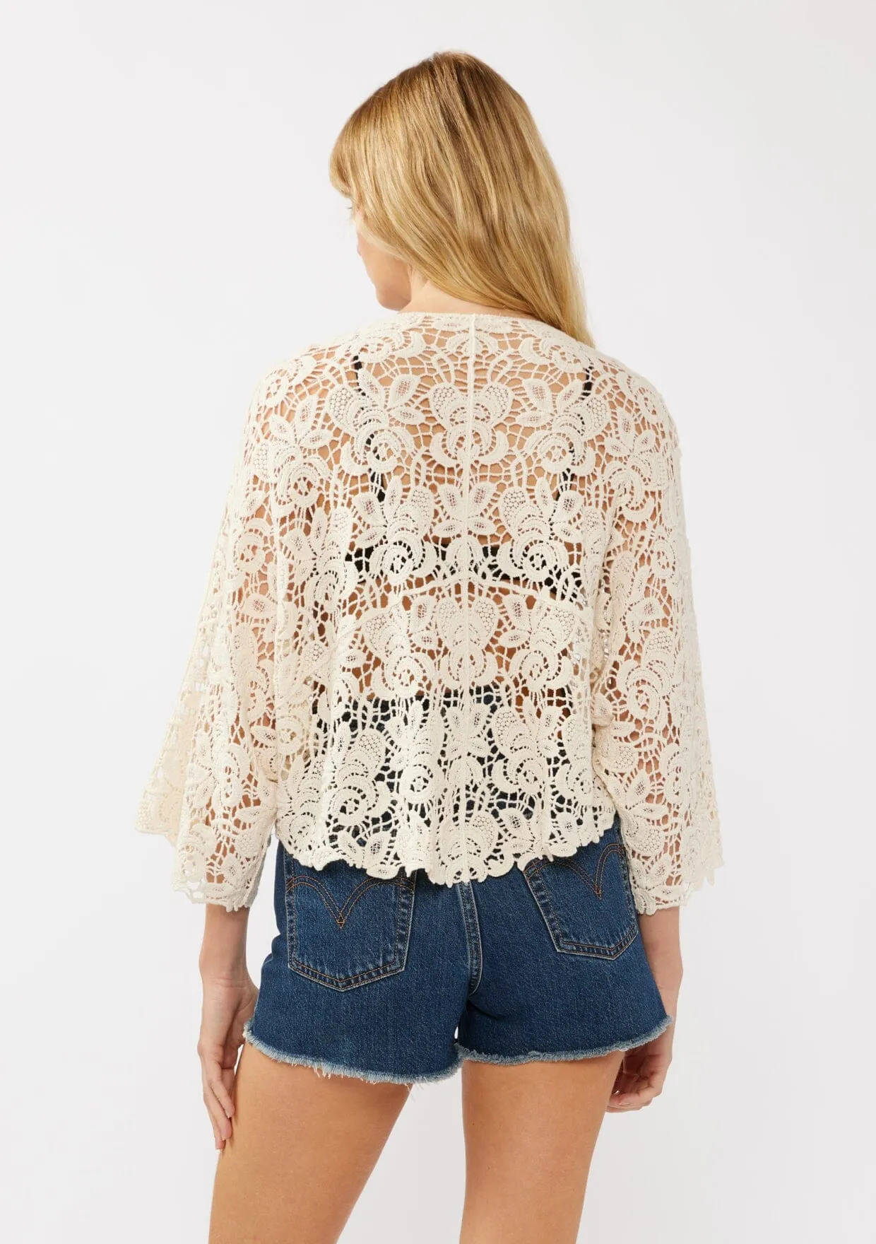 Tidal Wave Crochet Kimono Top