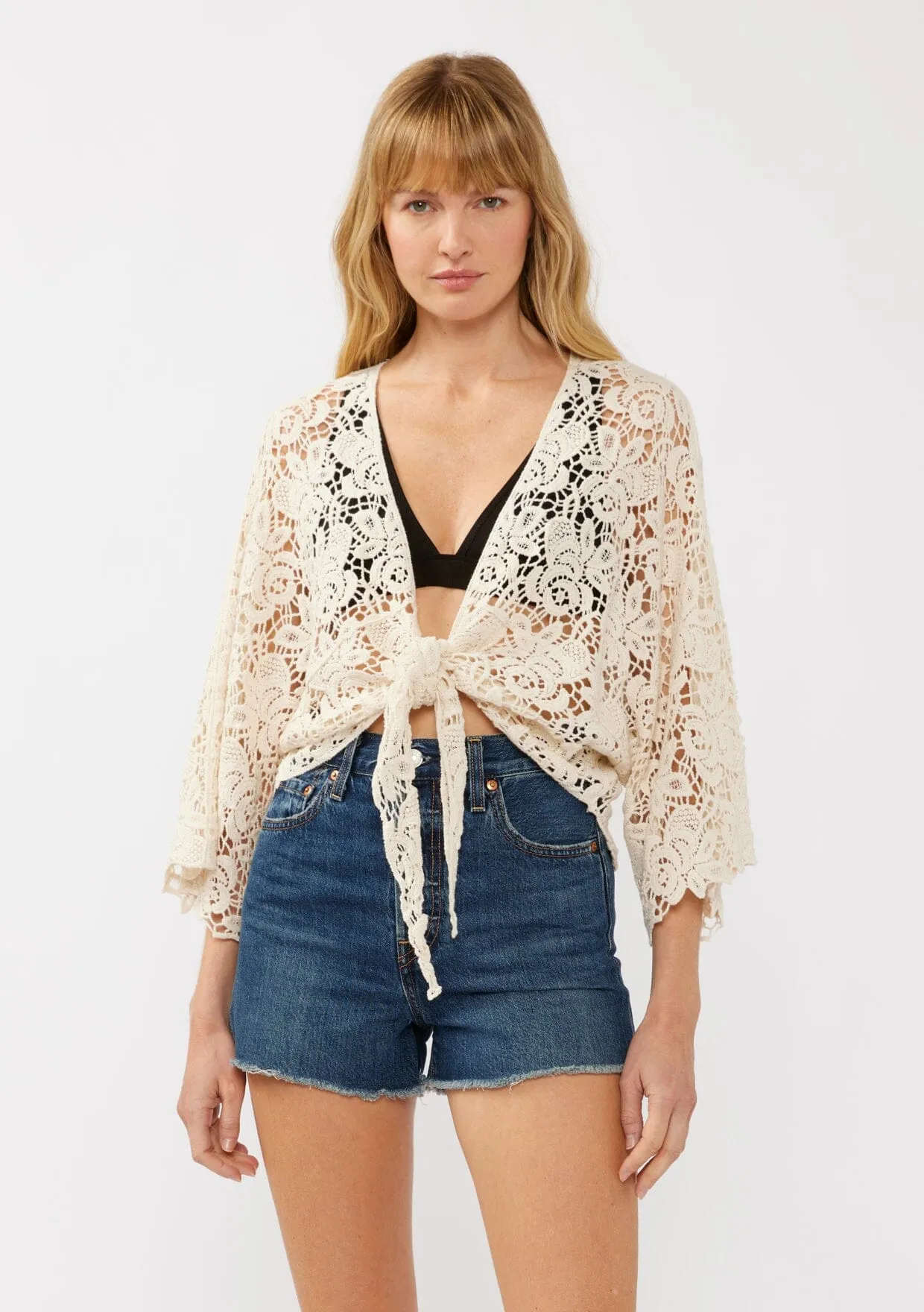 Tidal Wave Crochet Kimono Top