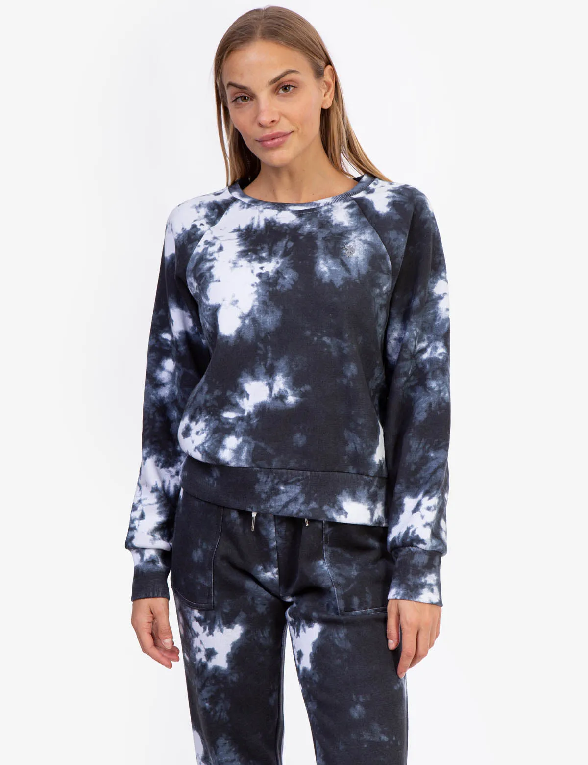 TIE DYE RAGLAN CREW NECK SWEATSHIRT