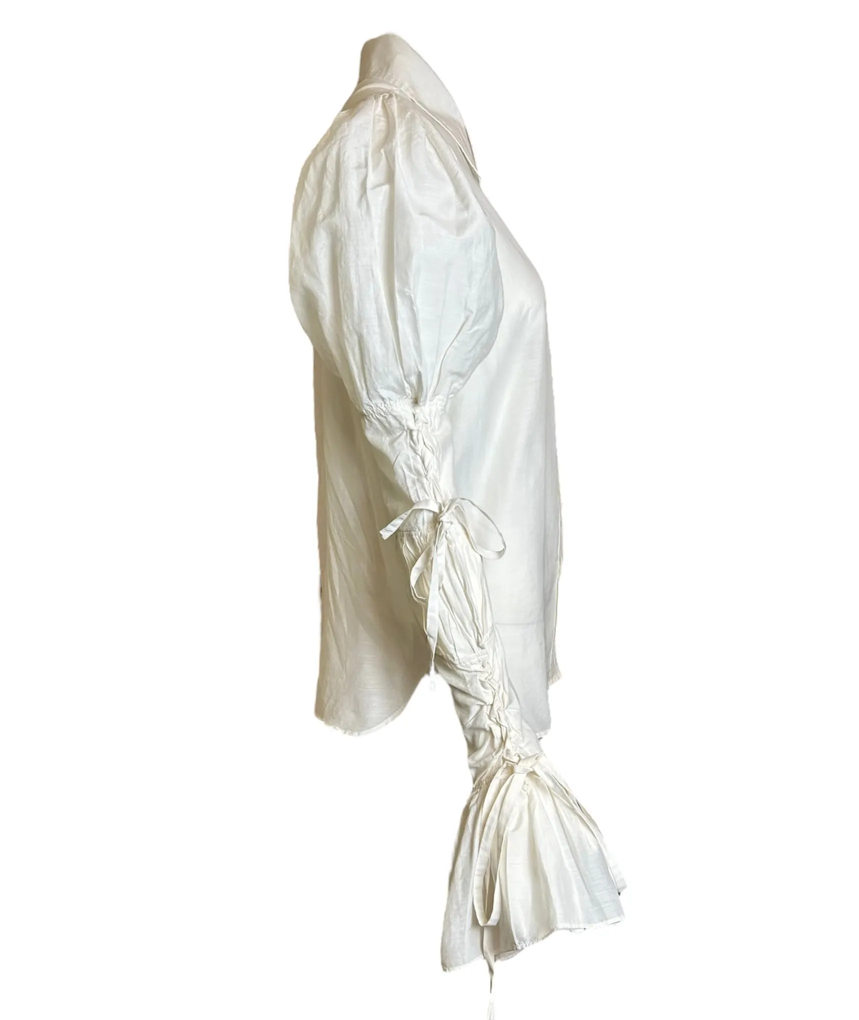Tom Ford for Yves Saint Laurent F/W 2002 Cotton Lace-Up Sleeve Blouse