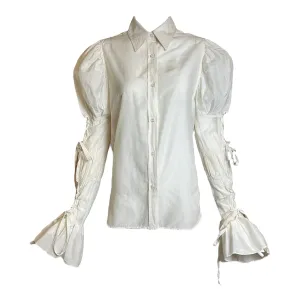 Tom Ford for Yves Saint Laurent F/W 2002 Cotton Lace-Up Sleeve Blouse