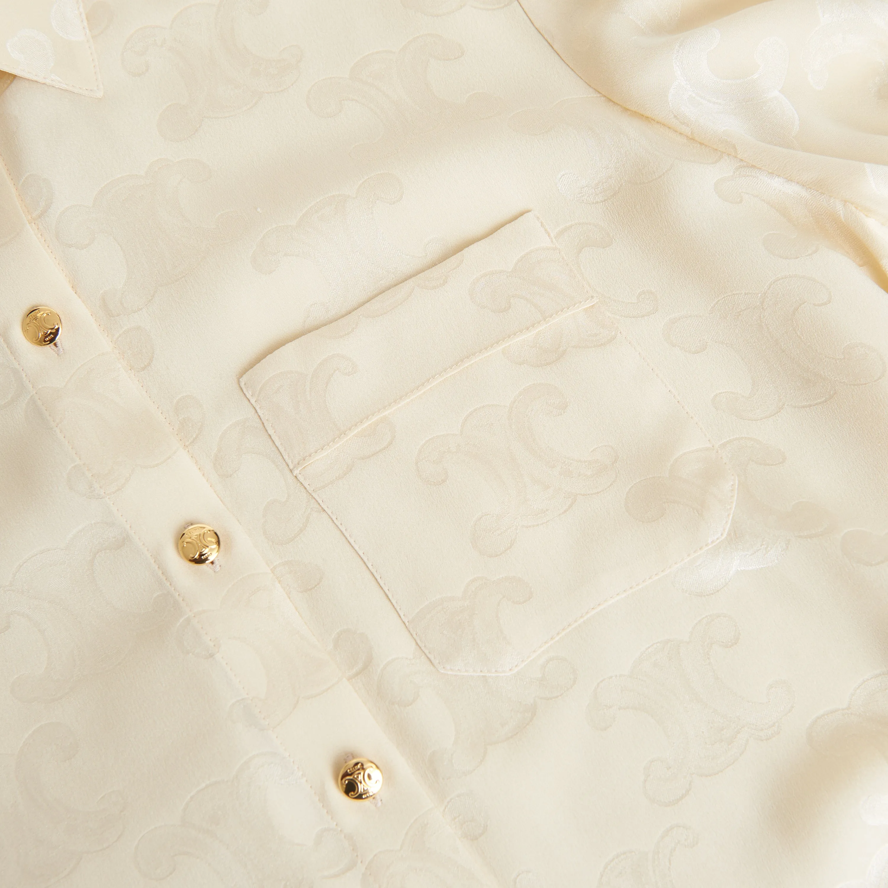 Triomphe Blouse In Crème Shiny Matte Silk