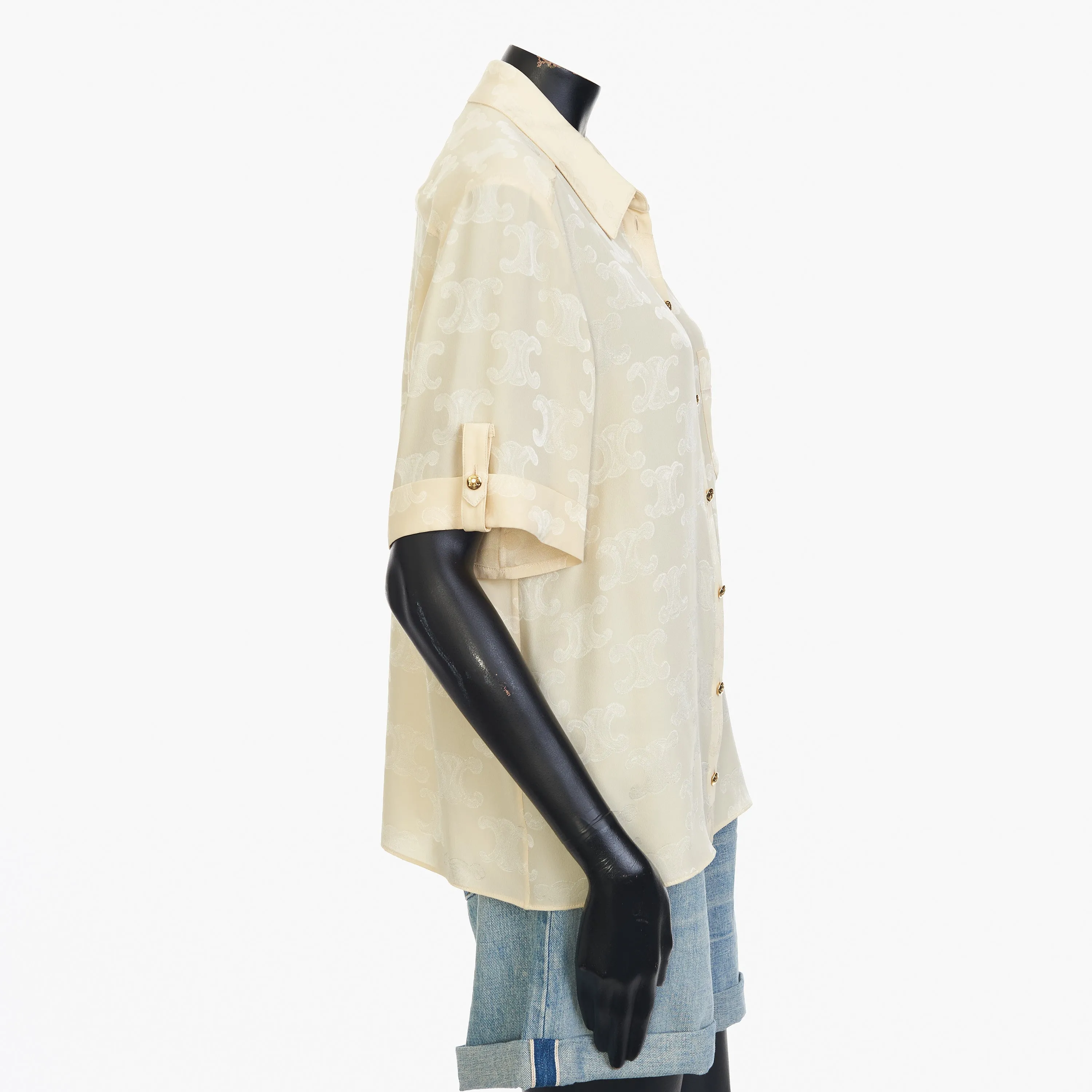 Triomphe Blouse In Crème Shiny Matte Silk