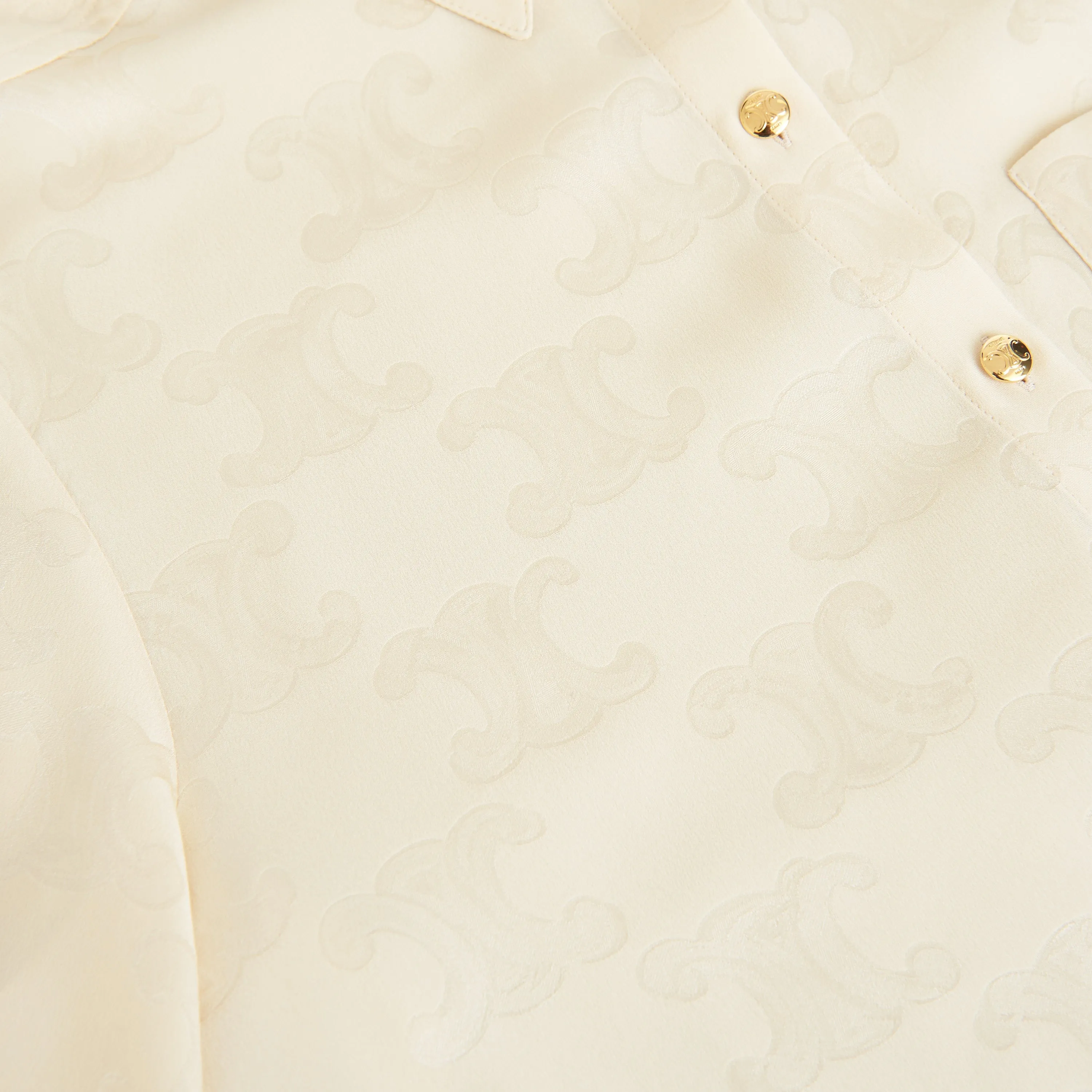 Triomphe Blouse In Crème Shiny Matte Silk