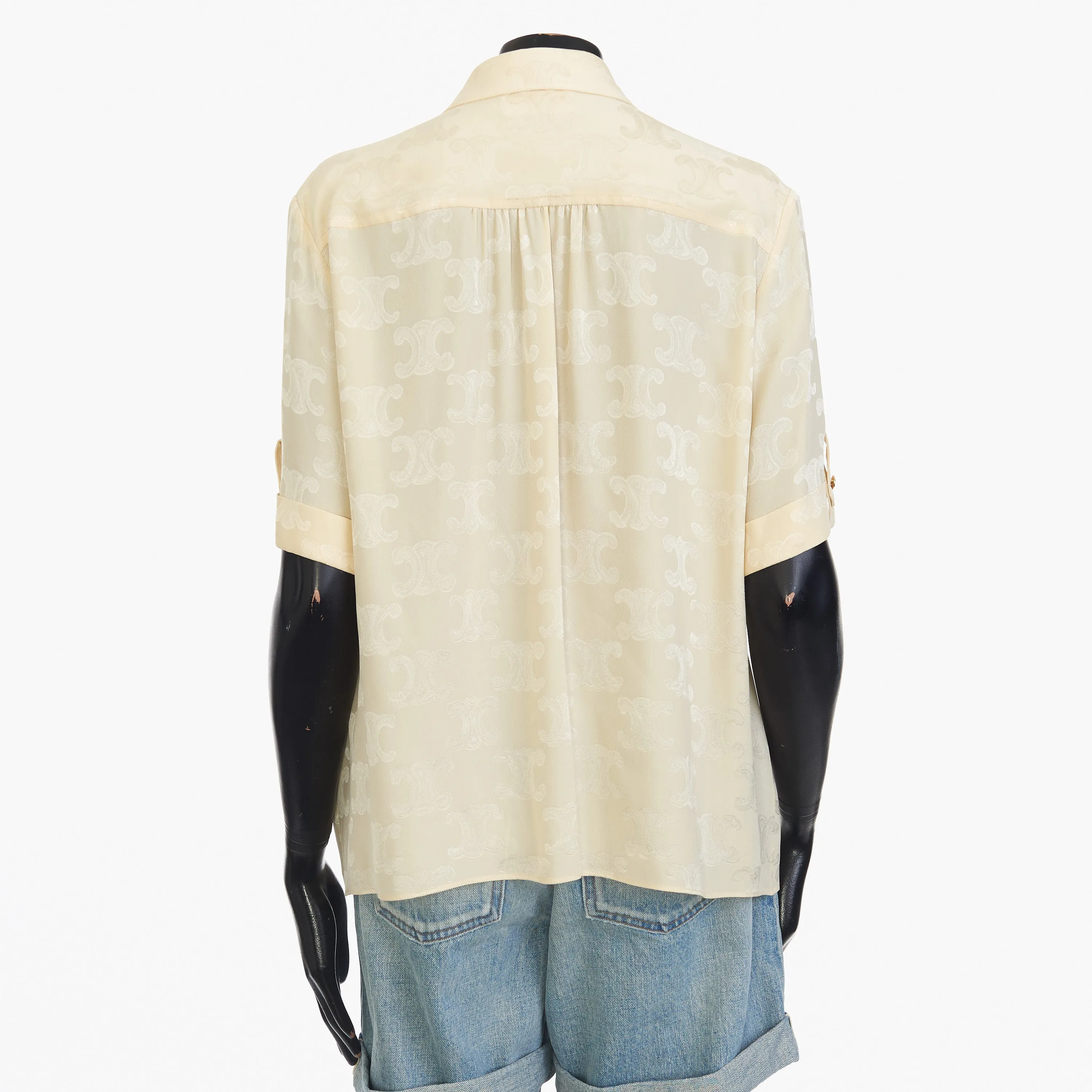 Triomphe Blouse In Crème Shiny Matte Silk