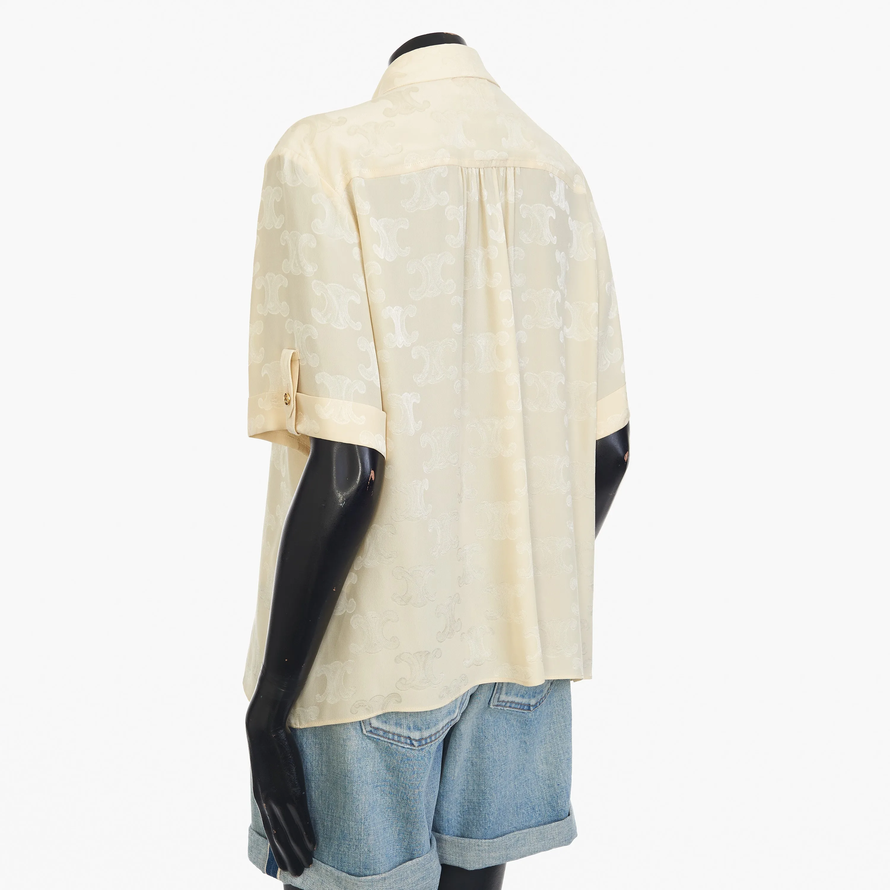 Triomphe Blouse In Crème Shiny Matte Silk