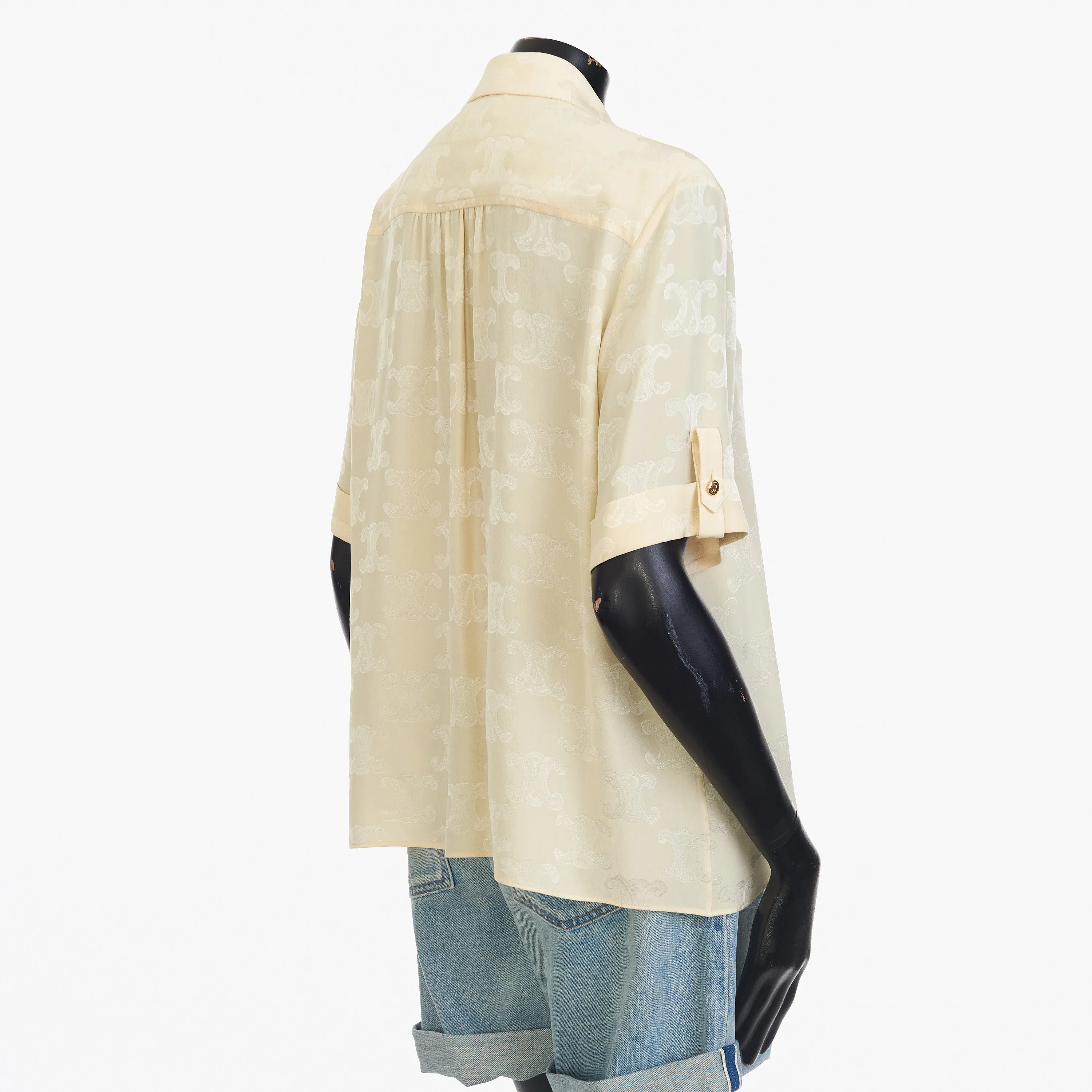 Triomphe Blouse In Crème Shiny Matte Silk