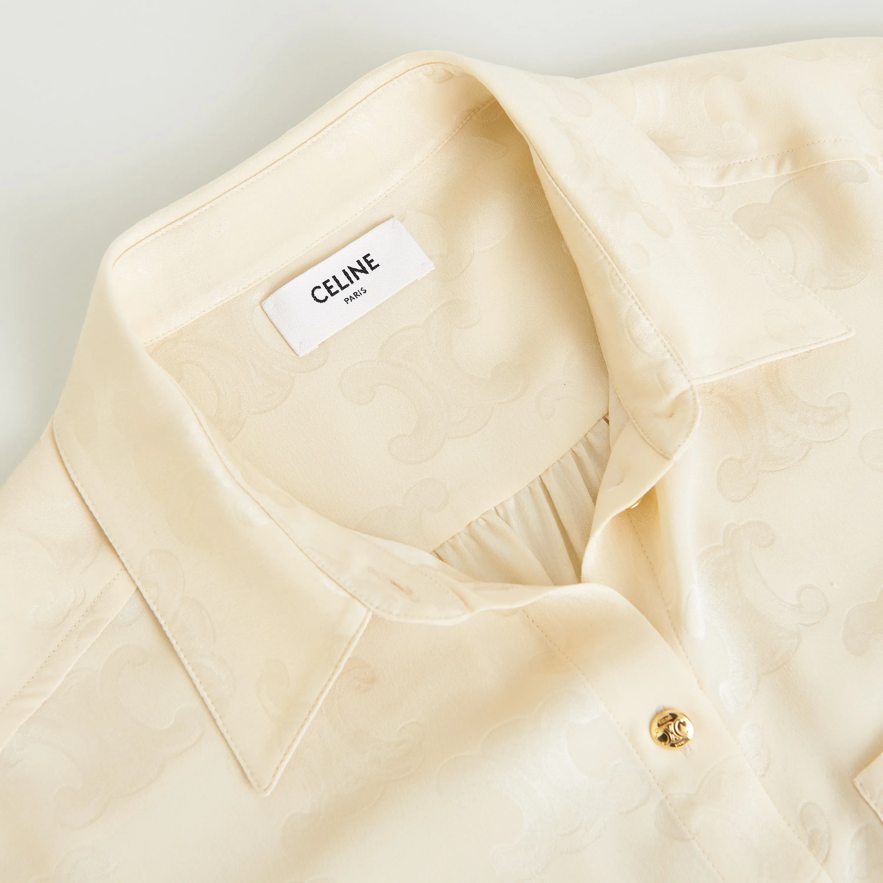 Triomphe Blouse In Crème Shiny Matte Silk
