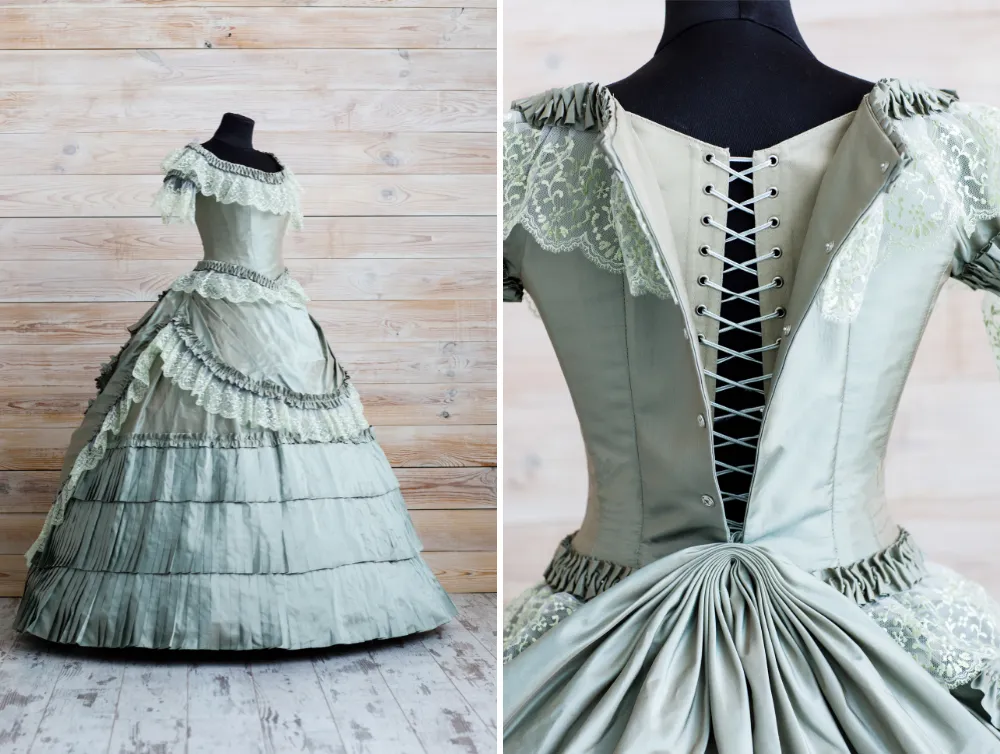 Vampire Diaries Katherine Pierce's cosplay silk taffeta civil war style dress