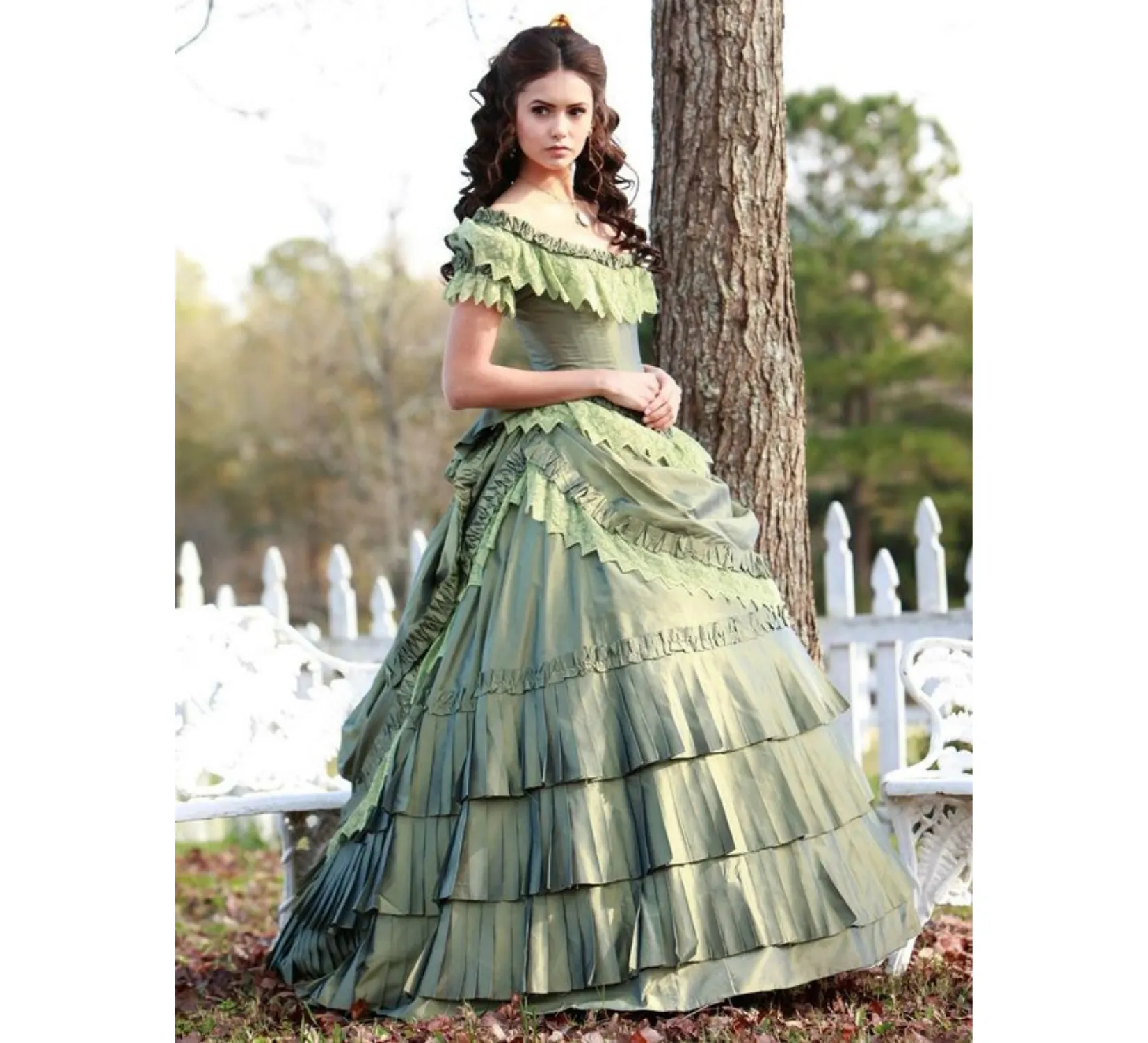 Vampire Diaries Katherine Pierce's cosplay silk taffeta civil war style dress