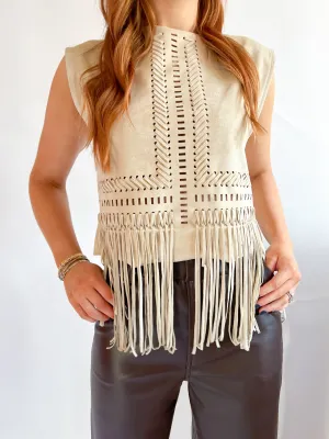 Vera Fringed Suede Top