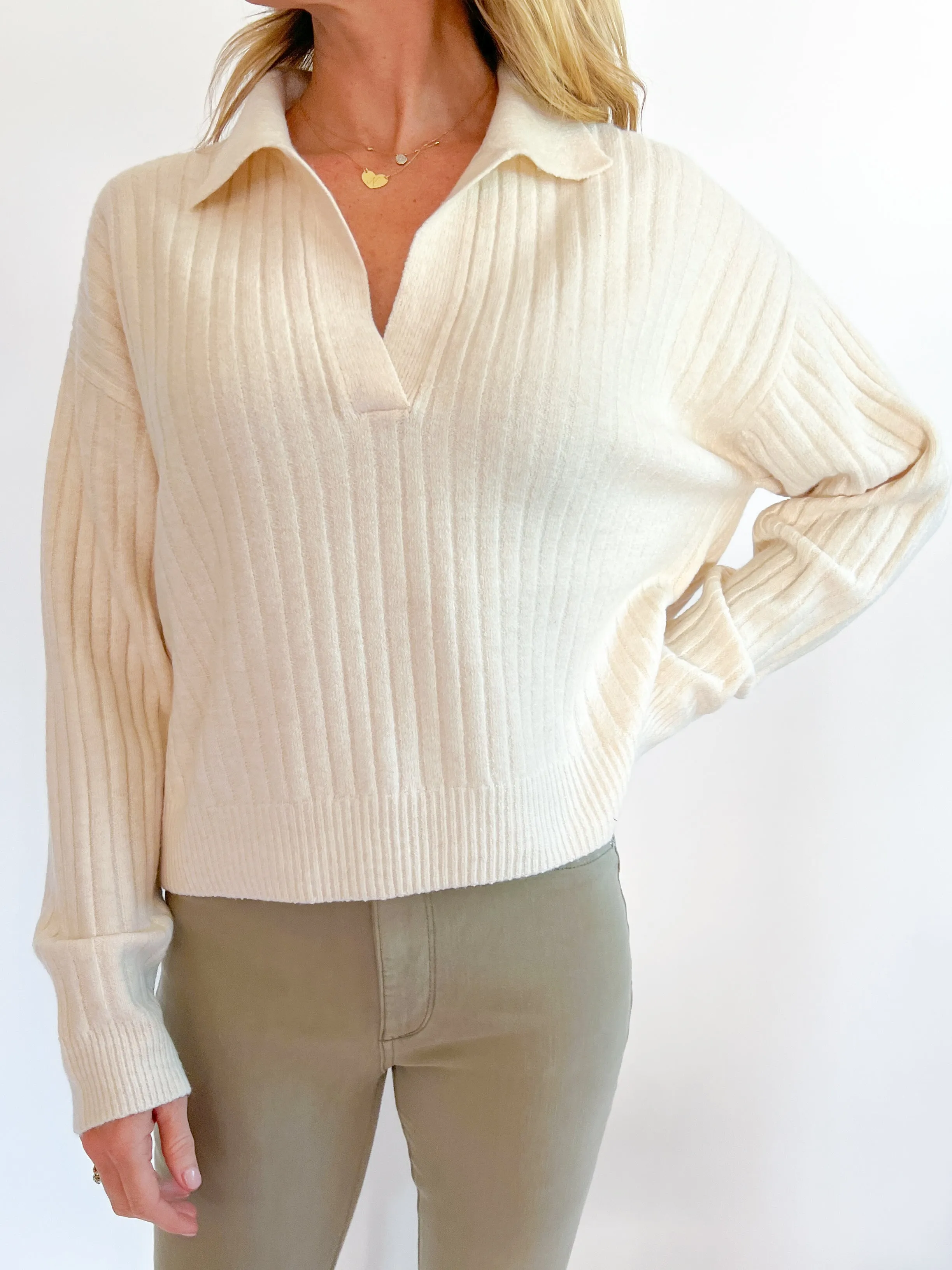 Vhari Collared Long Sleeve Top