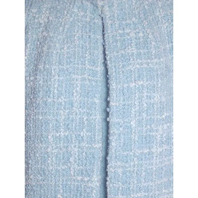 Vintage Blue Wool Tweed Dress & Coat Set 1960s B.H. Wragge Small