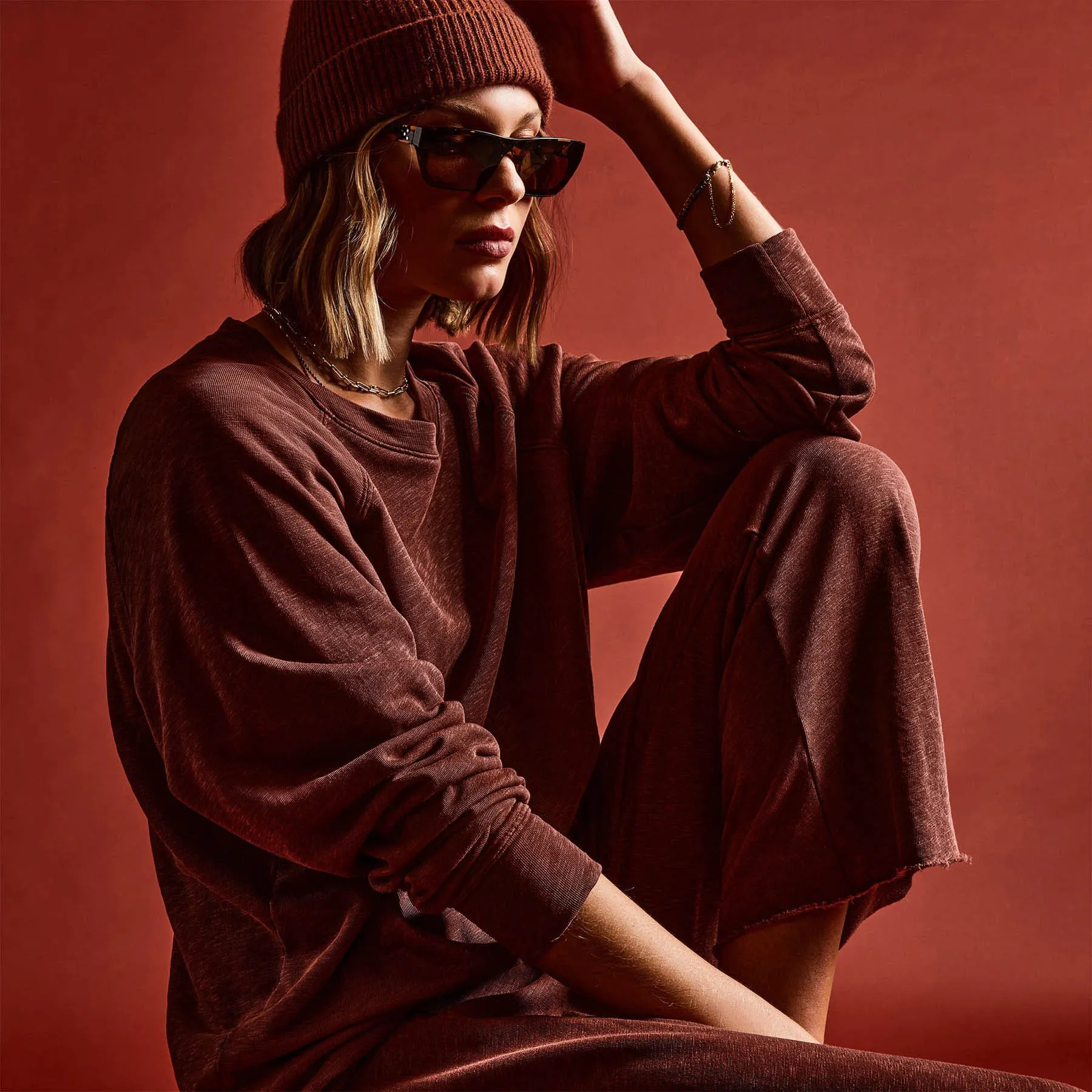 Vintage French Terry Relaxed Sweatshirt - Goji Pigment