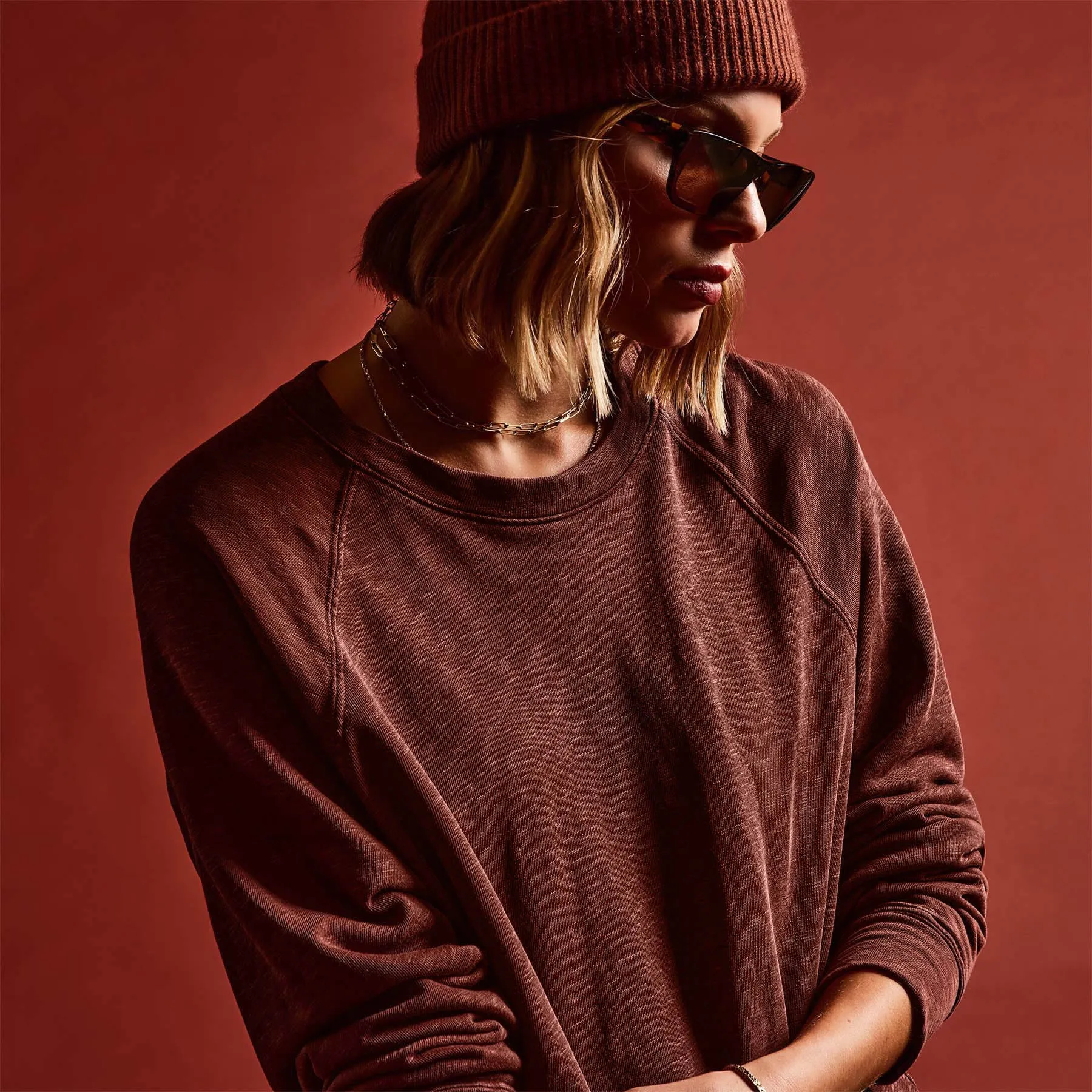Vintage French Terry Relaxed Sweatshirt - Goji Pigment